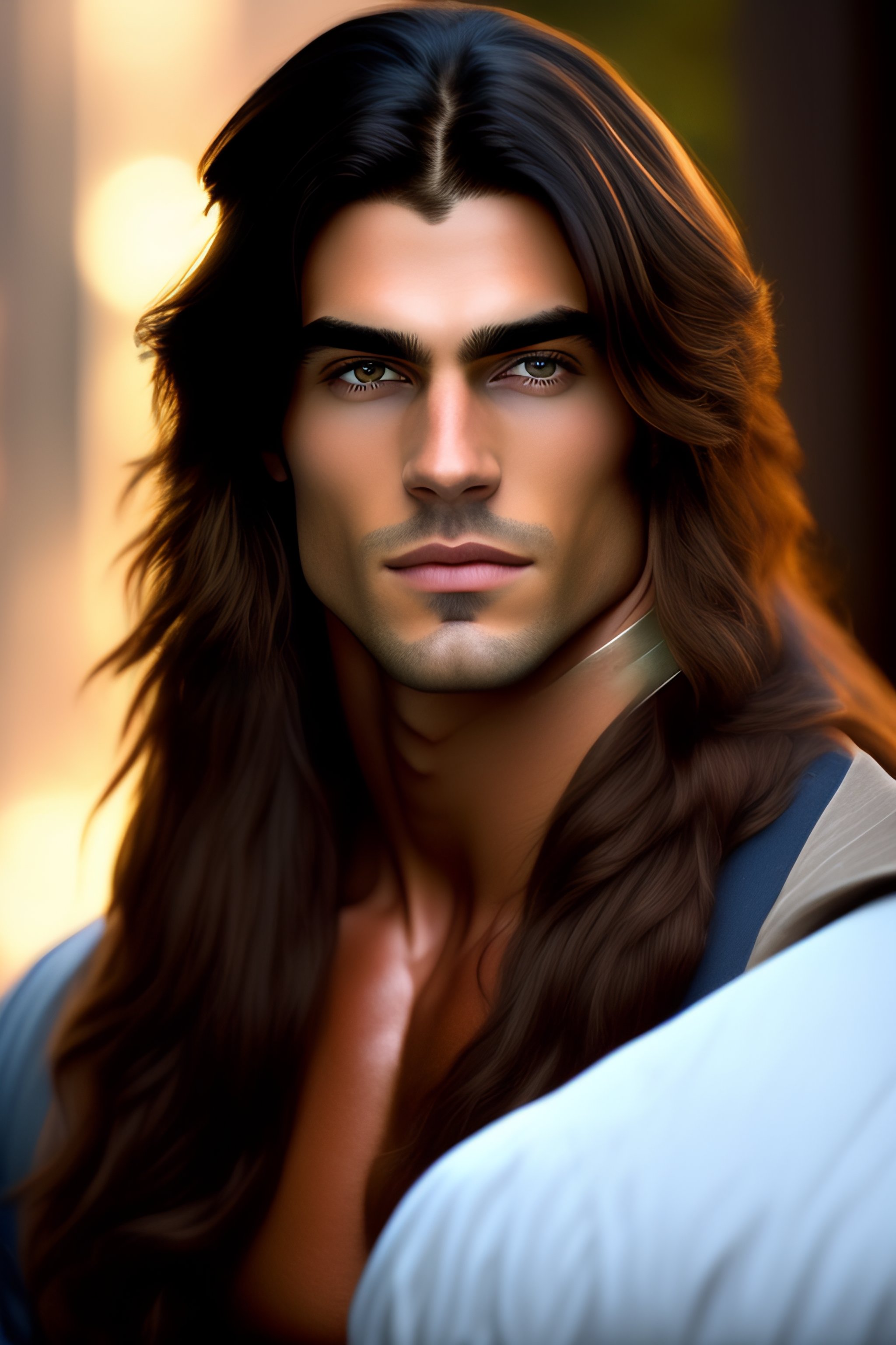 Lexica - Handsome man with long hair and a scar on brow