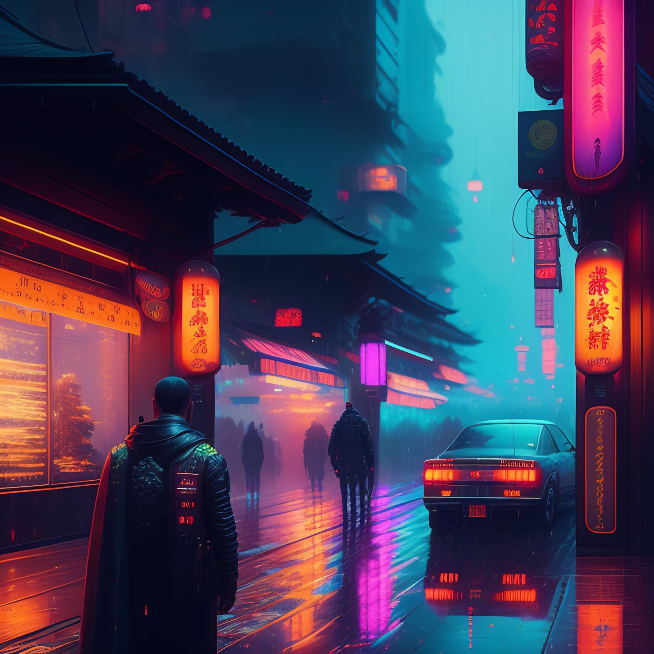 Lexica - Detailed cyberpunk background rainy, futuristic neon ...