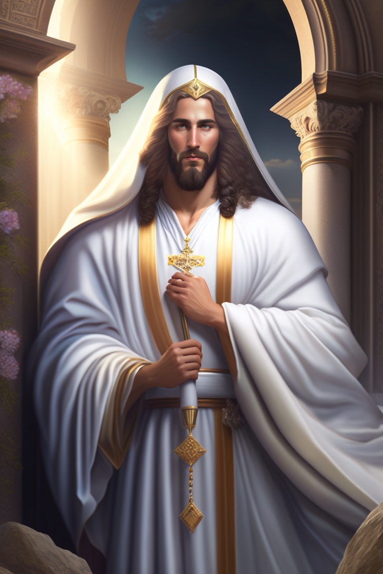 Lexica - Jesus Christ in white robes in an environment reminiscent of ...
