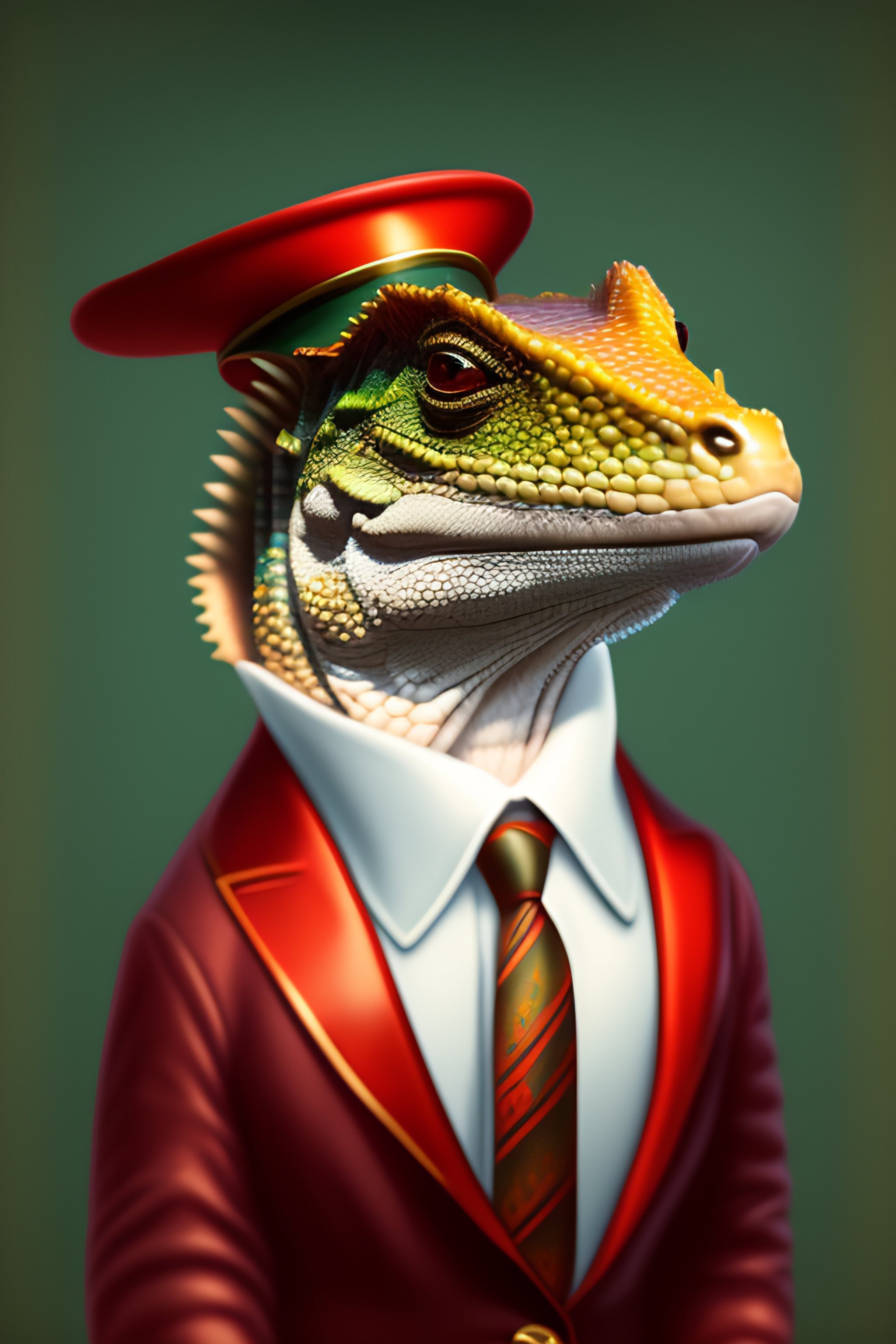 Lexica - A stern-looking lizard dressed as a librarian, digital art