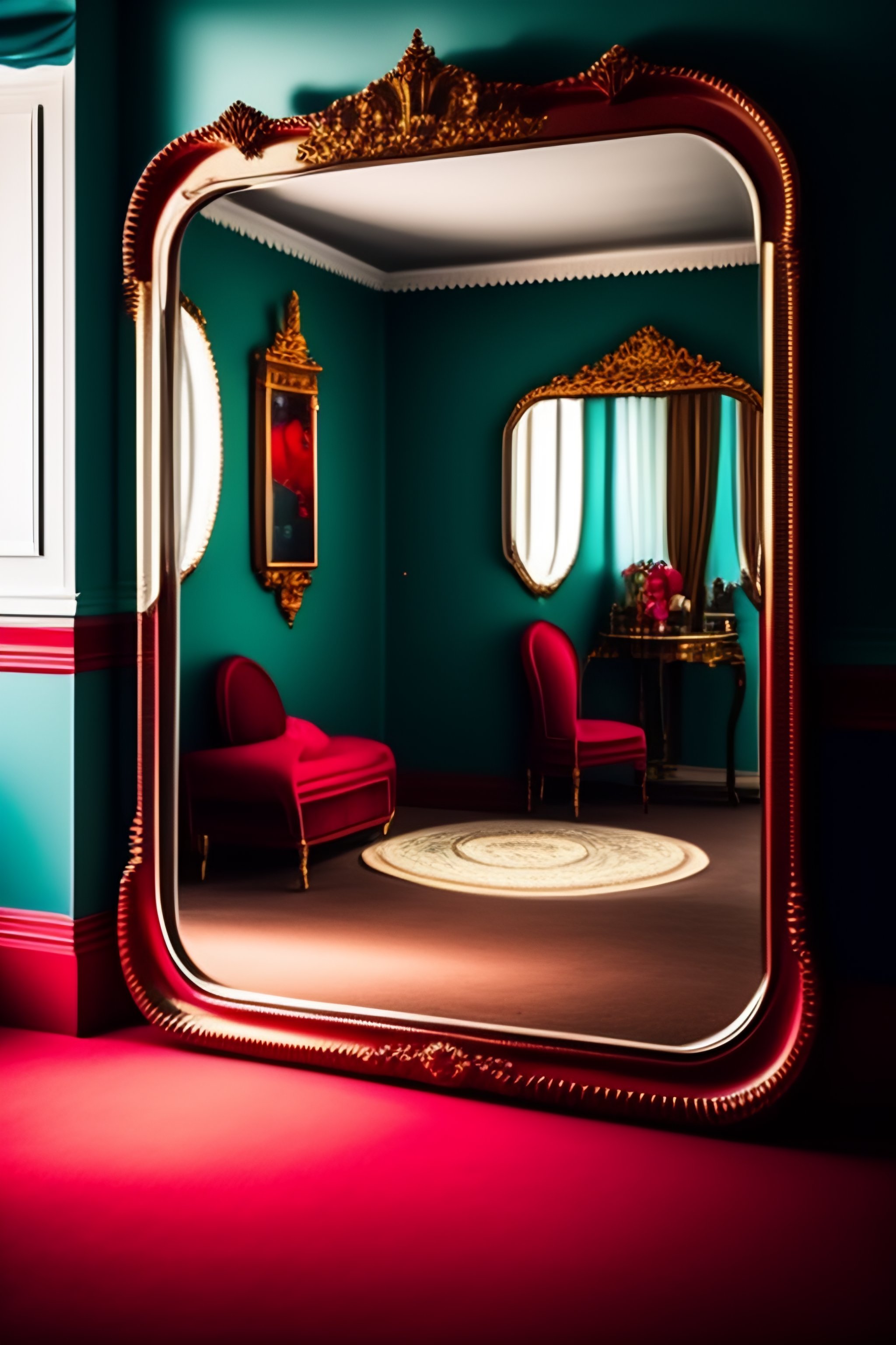 Lexica Old circus, vintage style, glam room, dirty mirror with lights