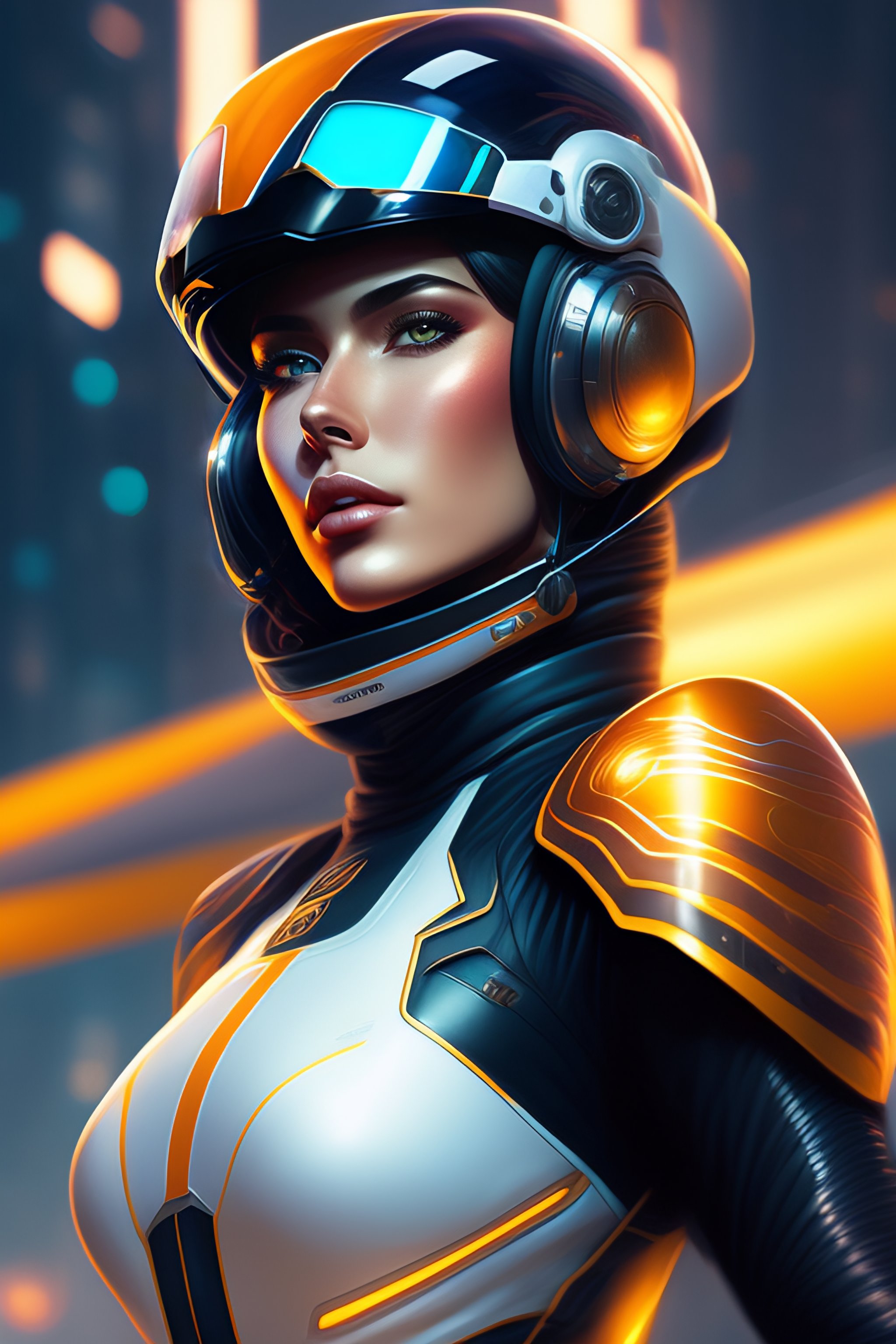 Lexica - Portrait of girl, super hero pose, sci - fi, jet pilot, tech ...