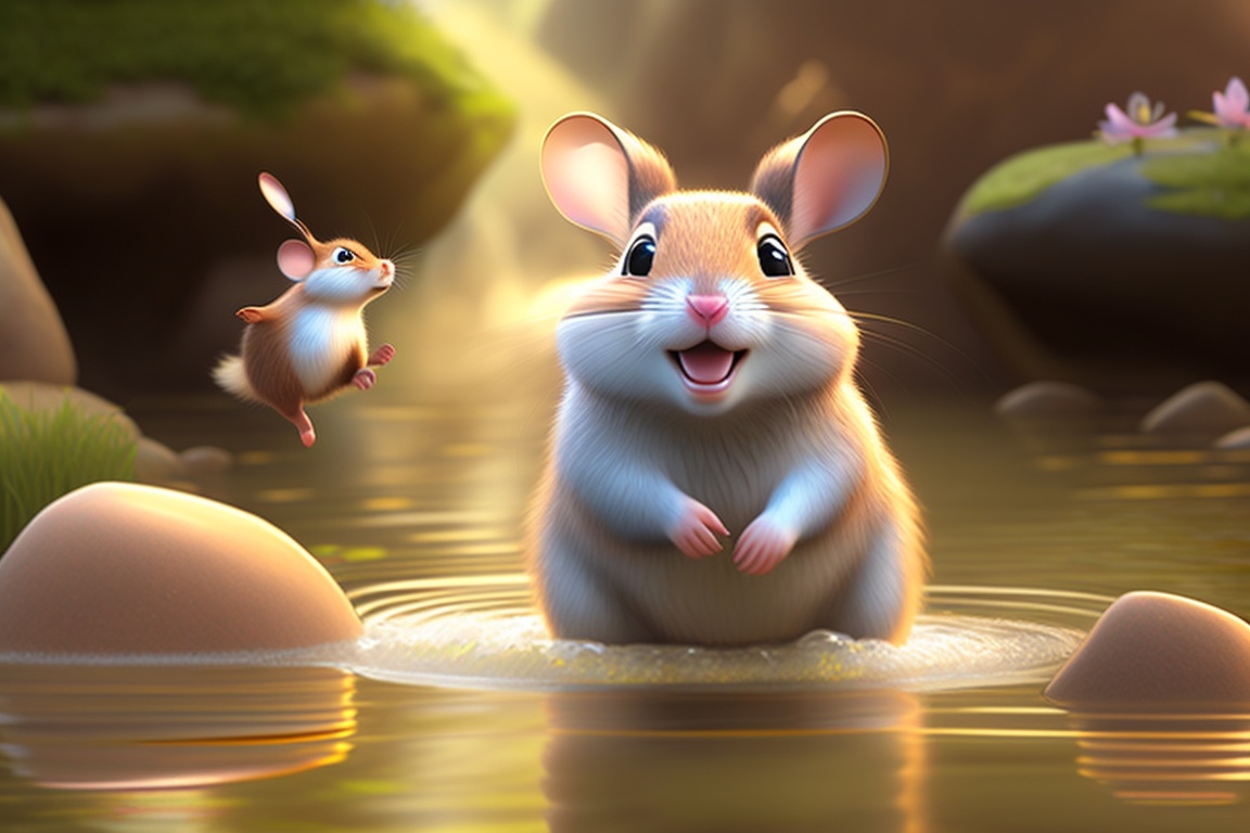 Lexica - Mouse and rabbit, 3d pixar, having an idea jumping contest in ...