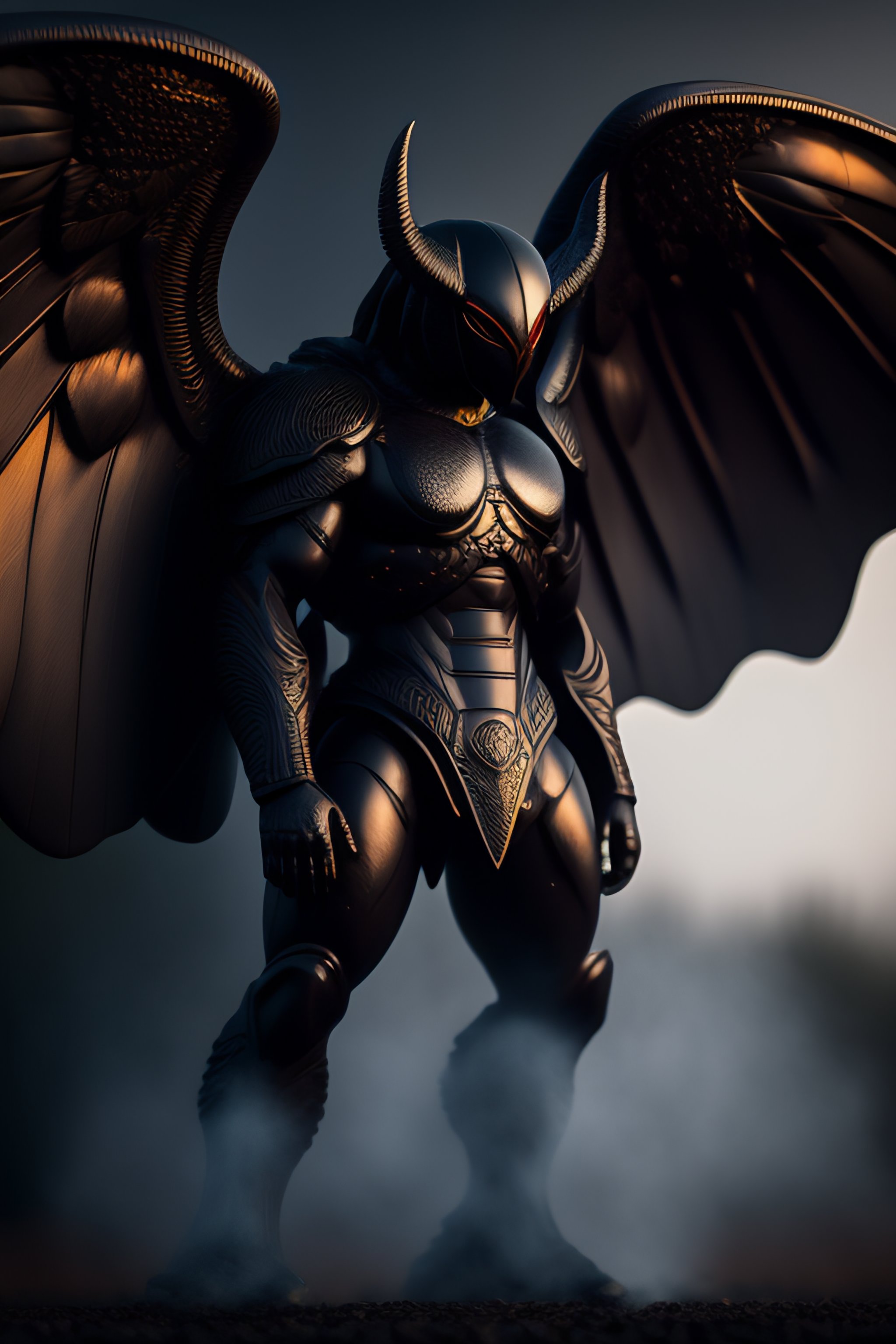 Lexica - Mothman made with black stone, Giovanni Strazza sculpt style ...