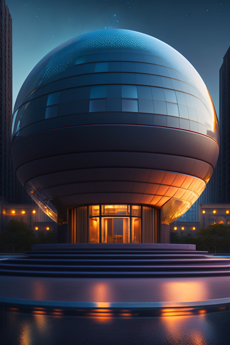 Lexica - Architecture building with a lot of spheres inside walls, the ...