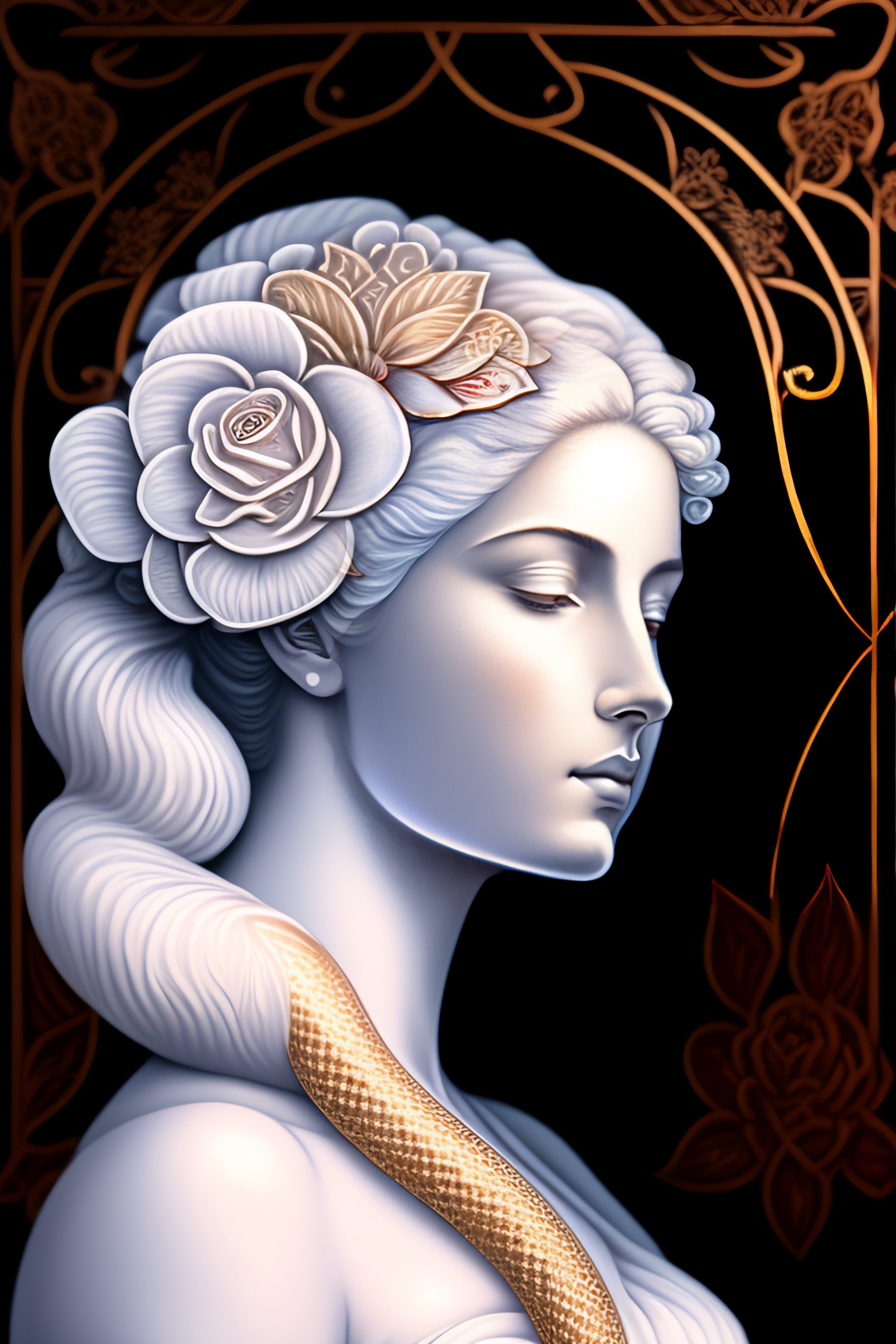 Lexica - A white lady sitting in meditation with back view and serpent ...