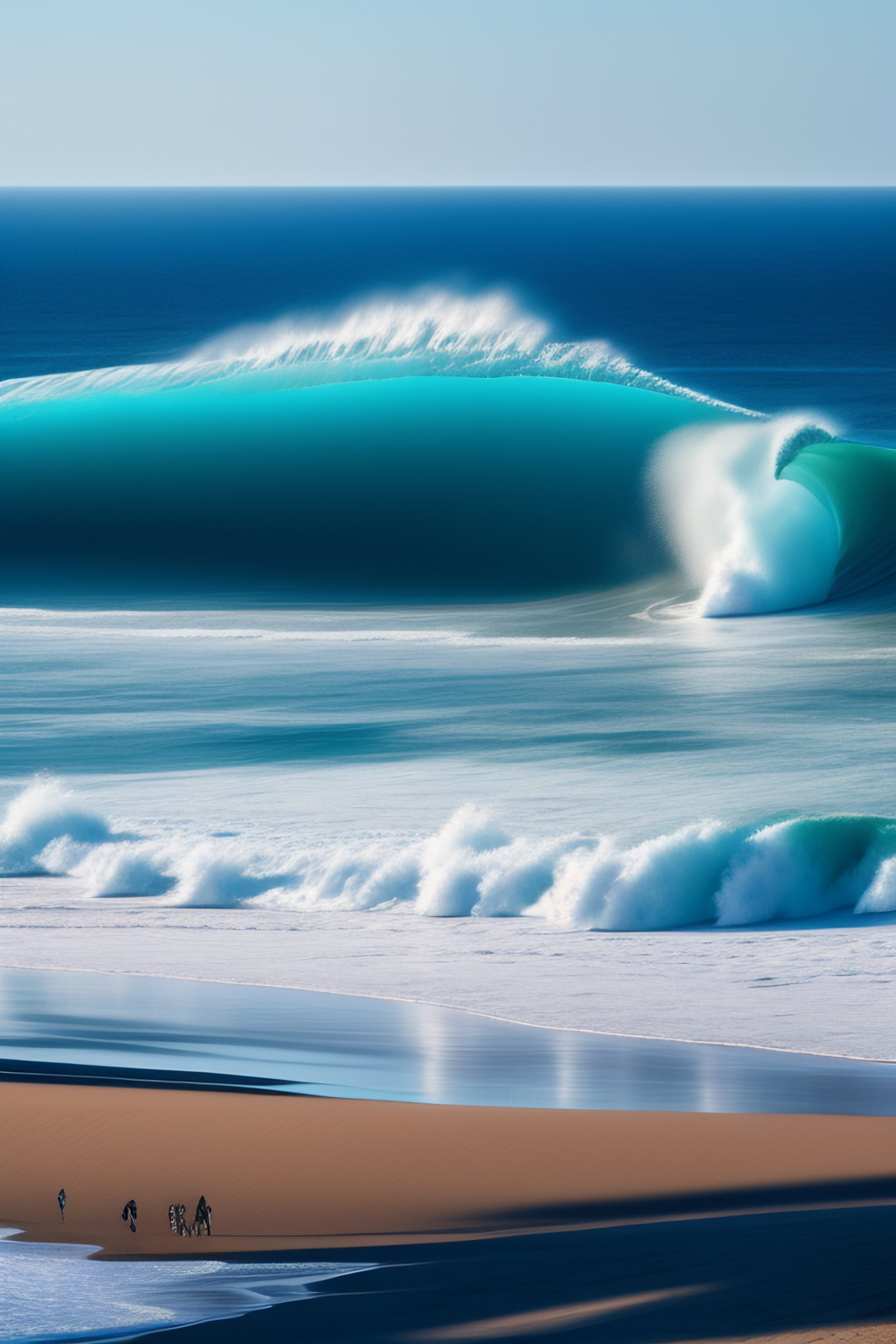 Lexica - Blue ocean with long sandy beach contis france