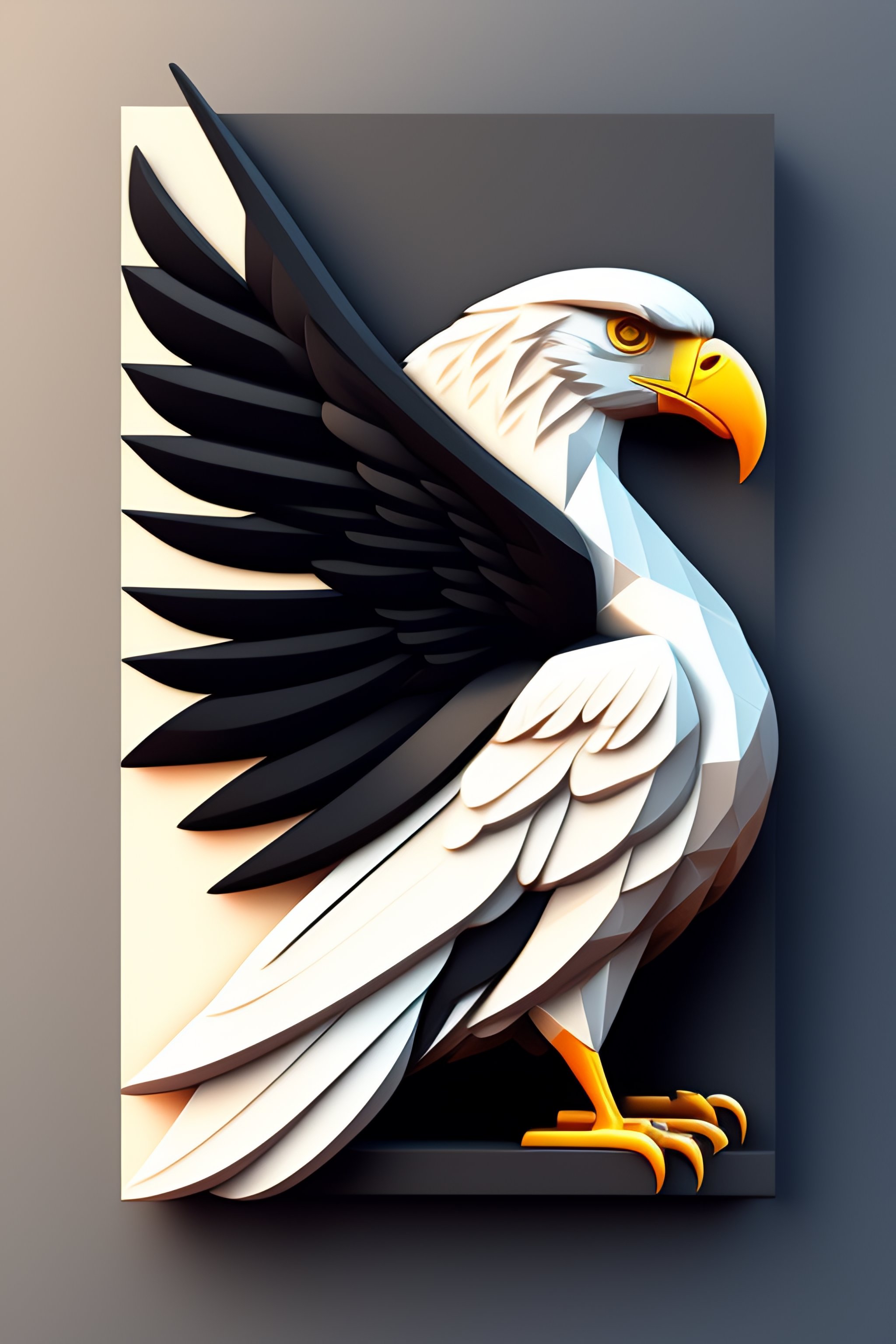 Lexica - 2 dimensional, vector, low poly, white eagle icon, black ...