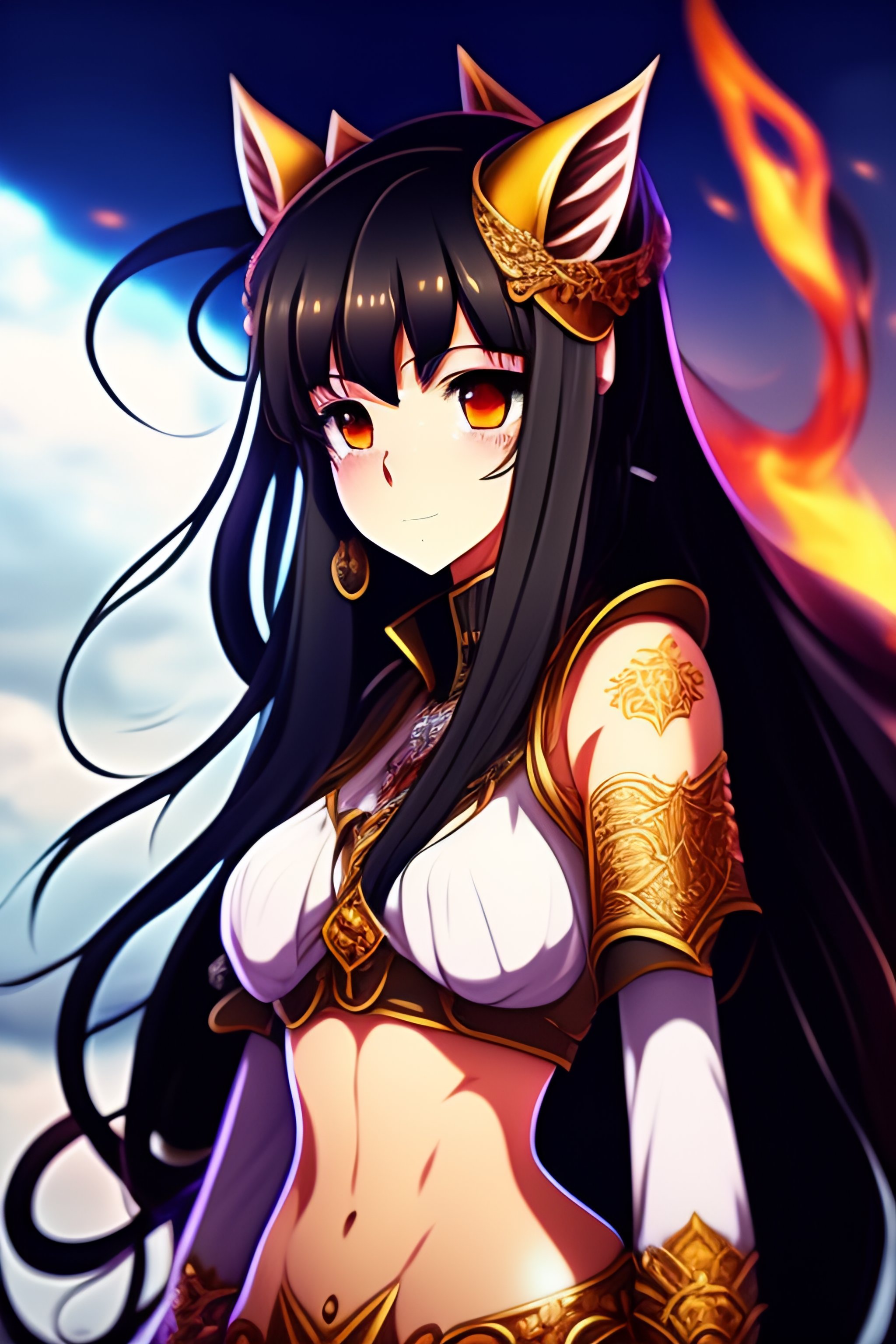 Lexica - An anime style portrait ,of a demon, hunter and ,a pet