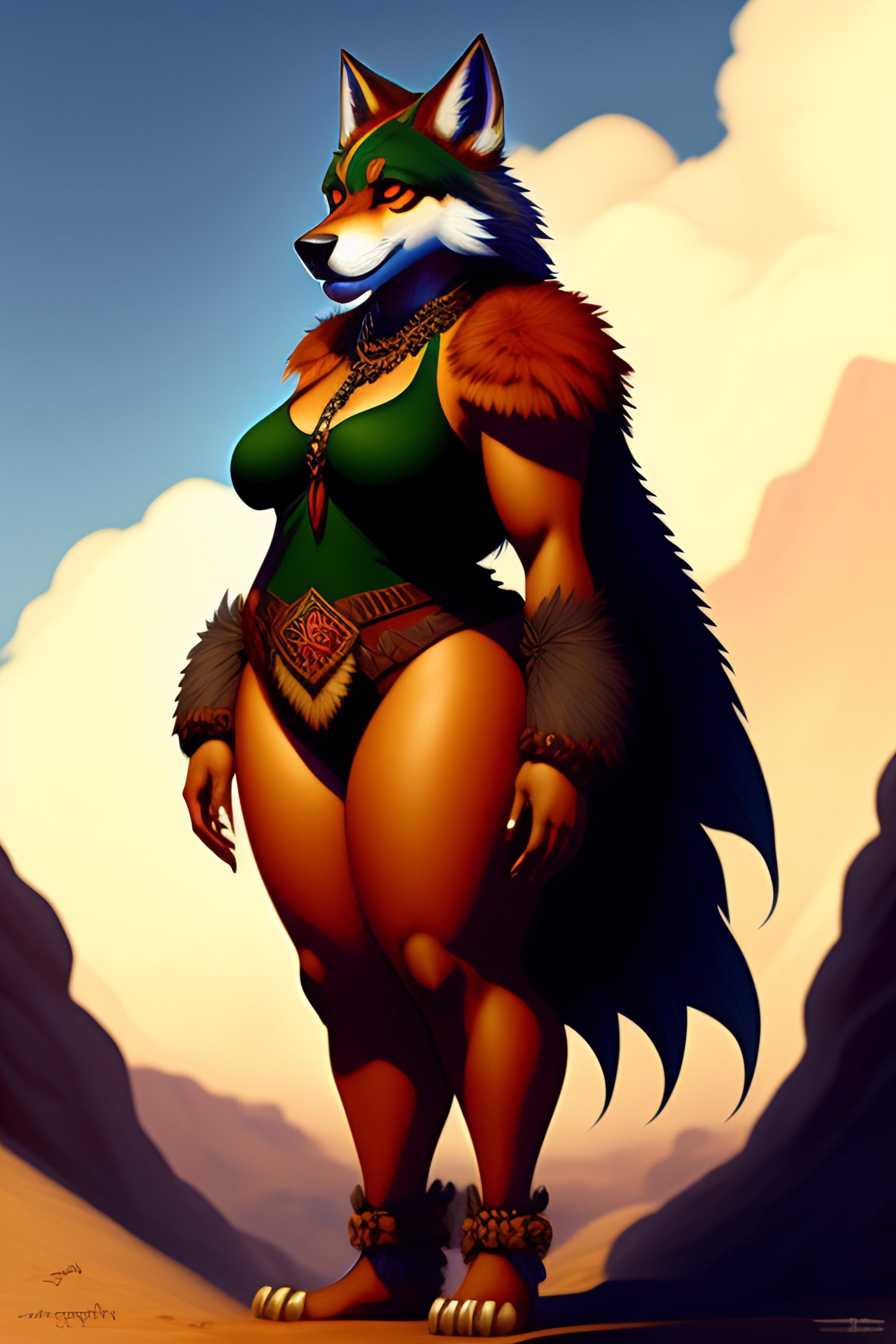 Lexica Anthro Wolf Fursona Wolf Woman Werewolf Worgen Anthro Furry Cute Plus Size Wide 3708