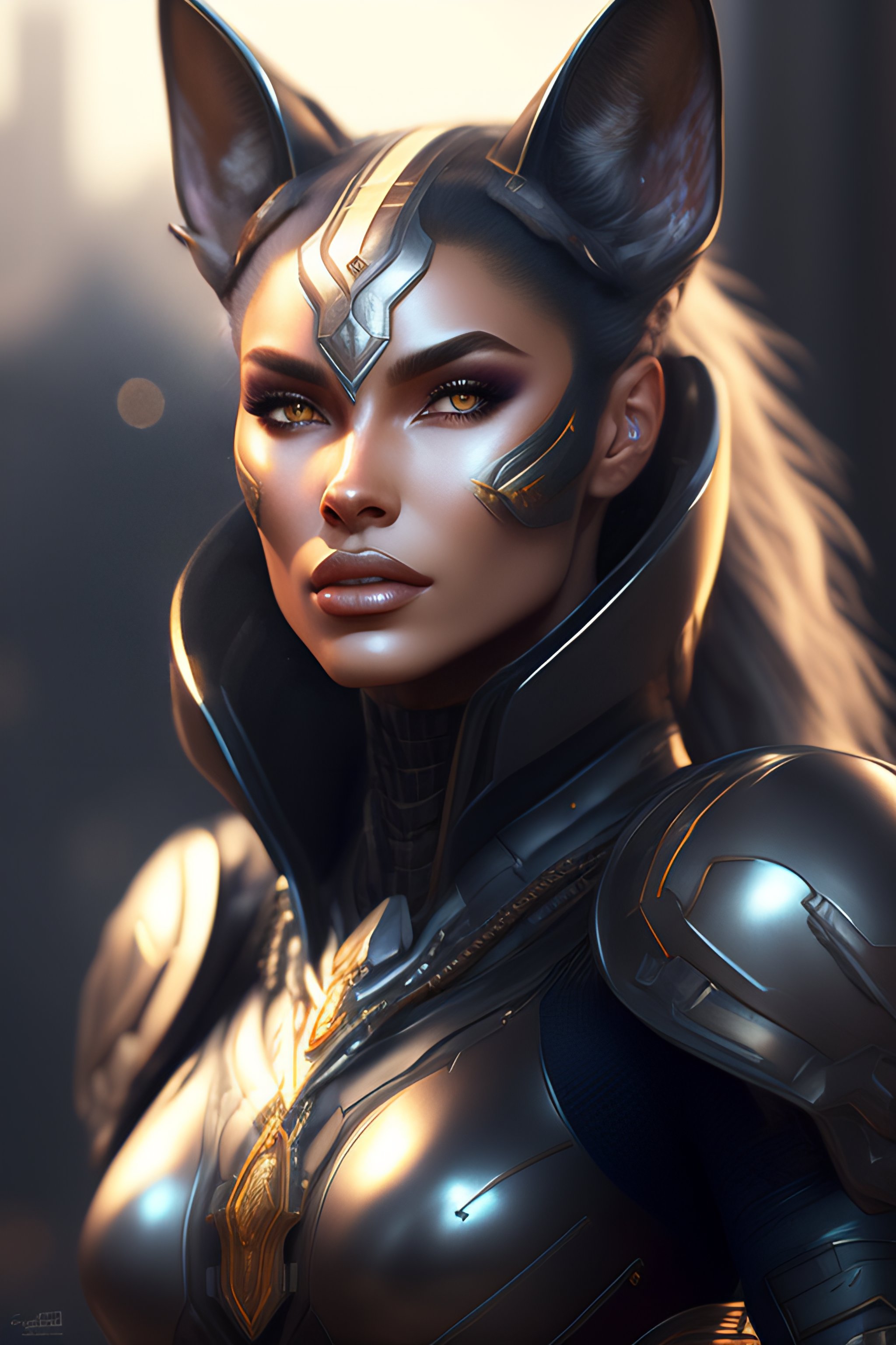 Lexica - Portrait painting of a cybernetic grey werewolf with power ...