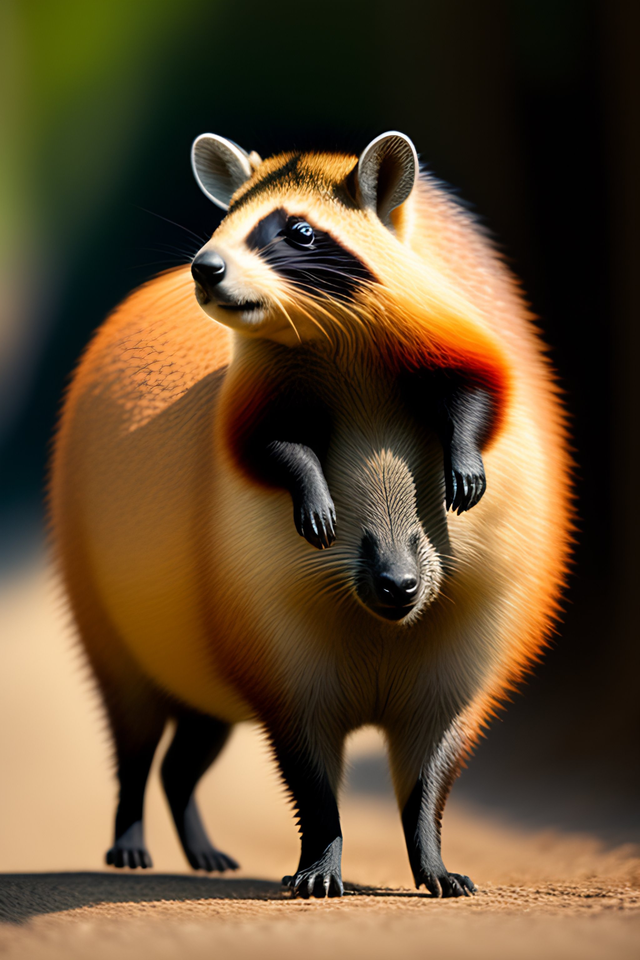 Lexica - A Racoon riding a capybara