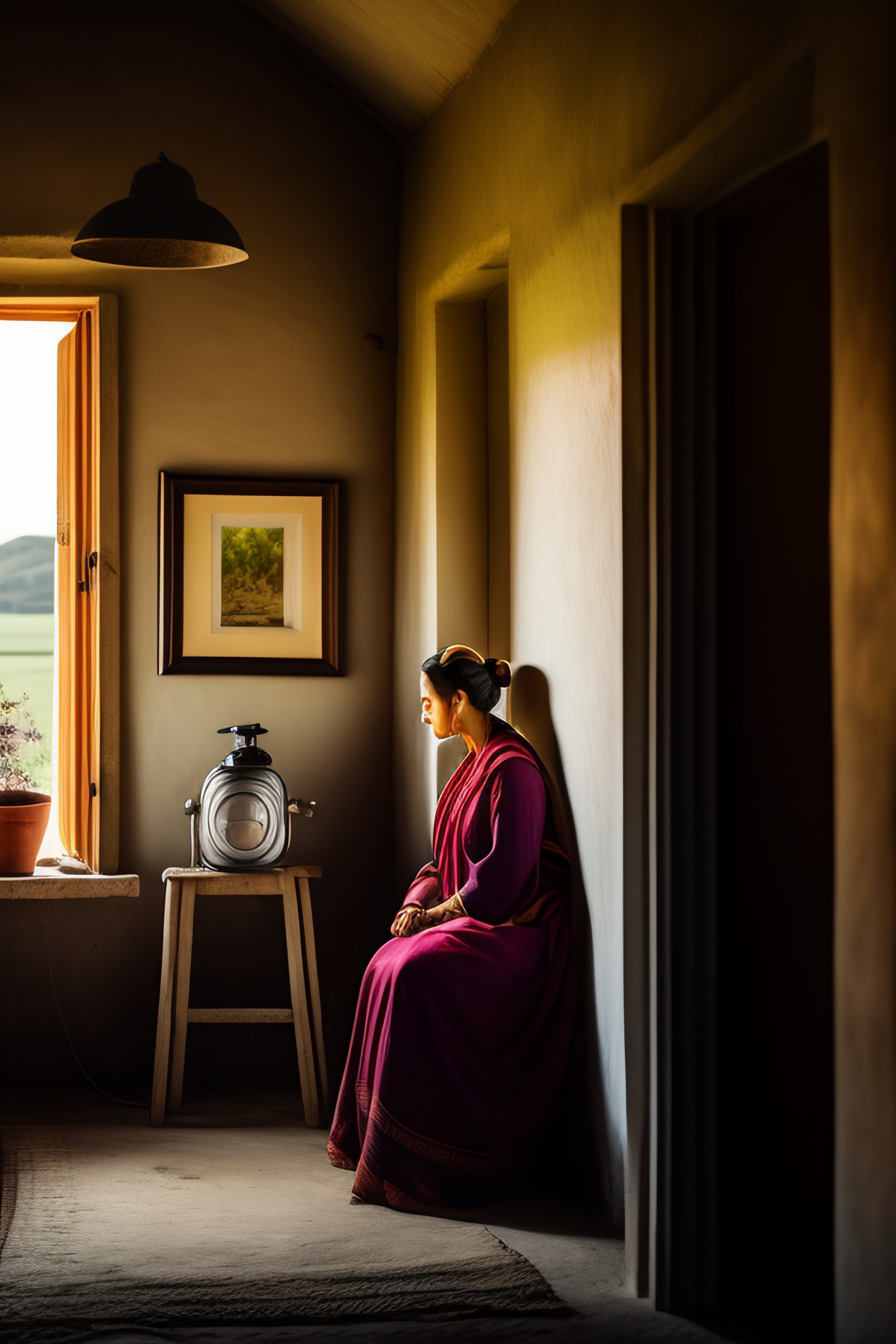 Lexica - Photography of a woman in a farmer's house
