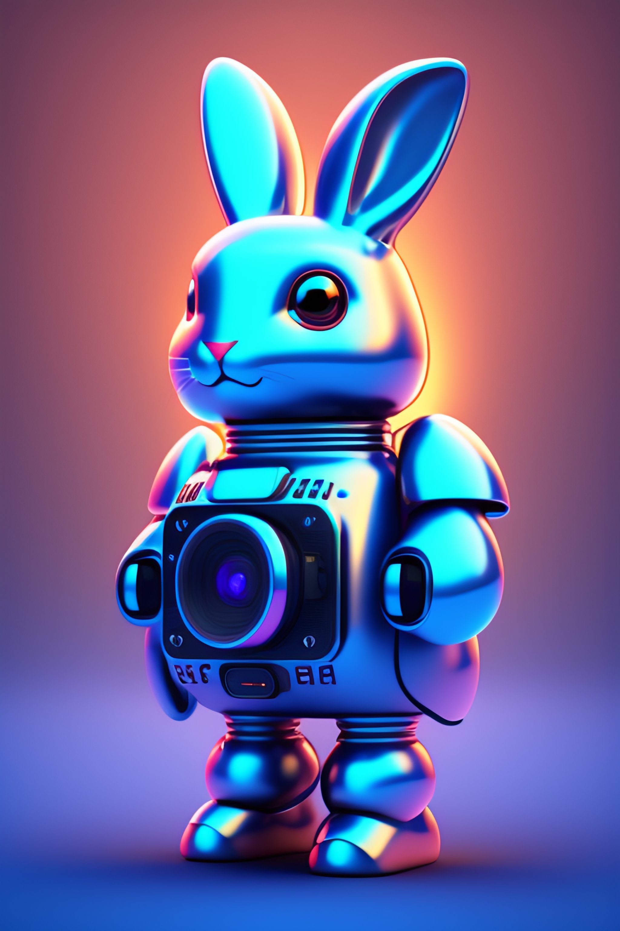 Lexica - Bunny robot working on a smartphone, make a blue faded ...