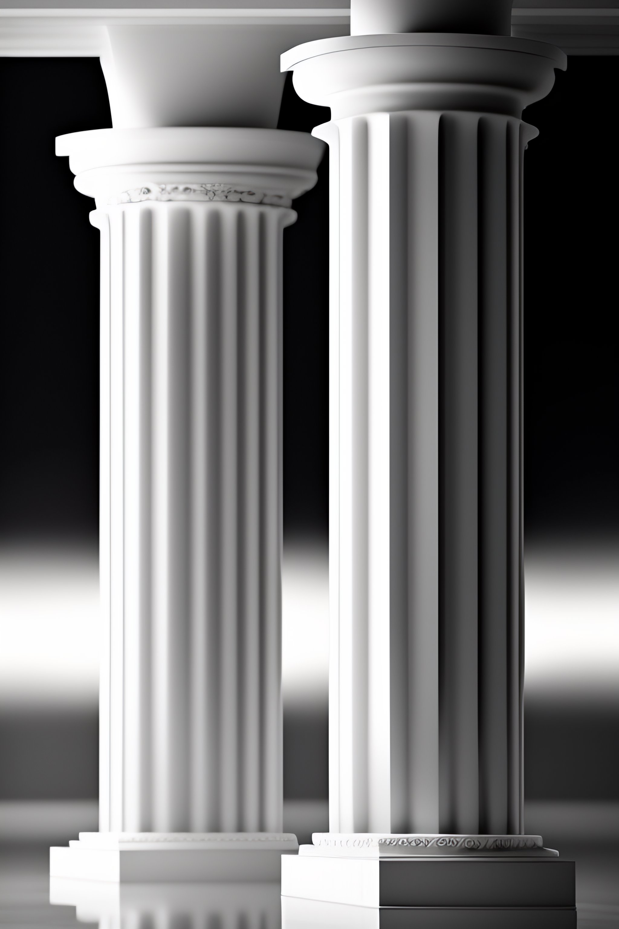 Lexica - Imagine just 2 white greek pillars on a black background