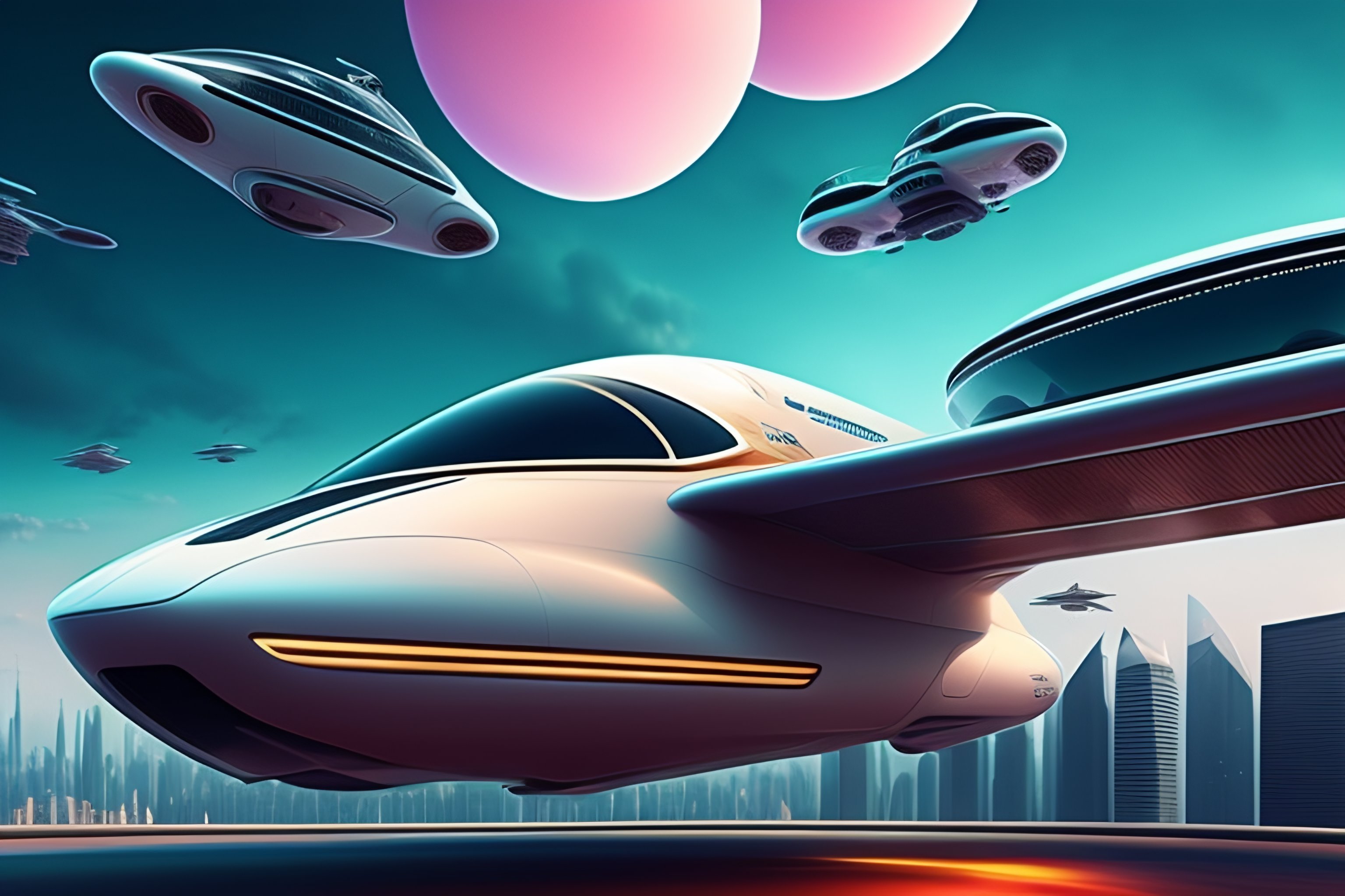 Lexica - Imagine a futuristic city where flying cars soar through the air, their engines humming 