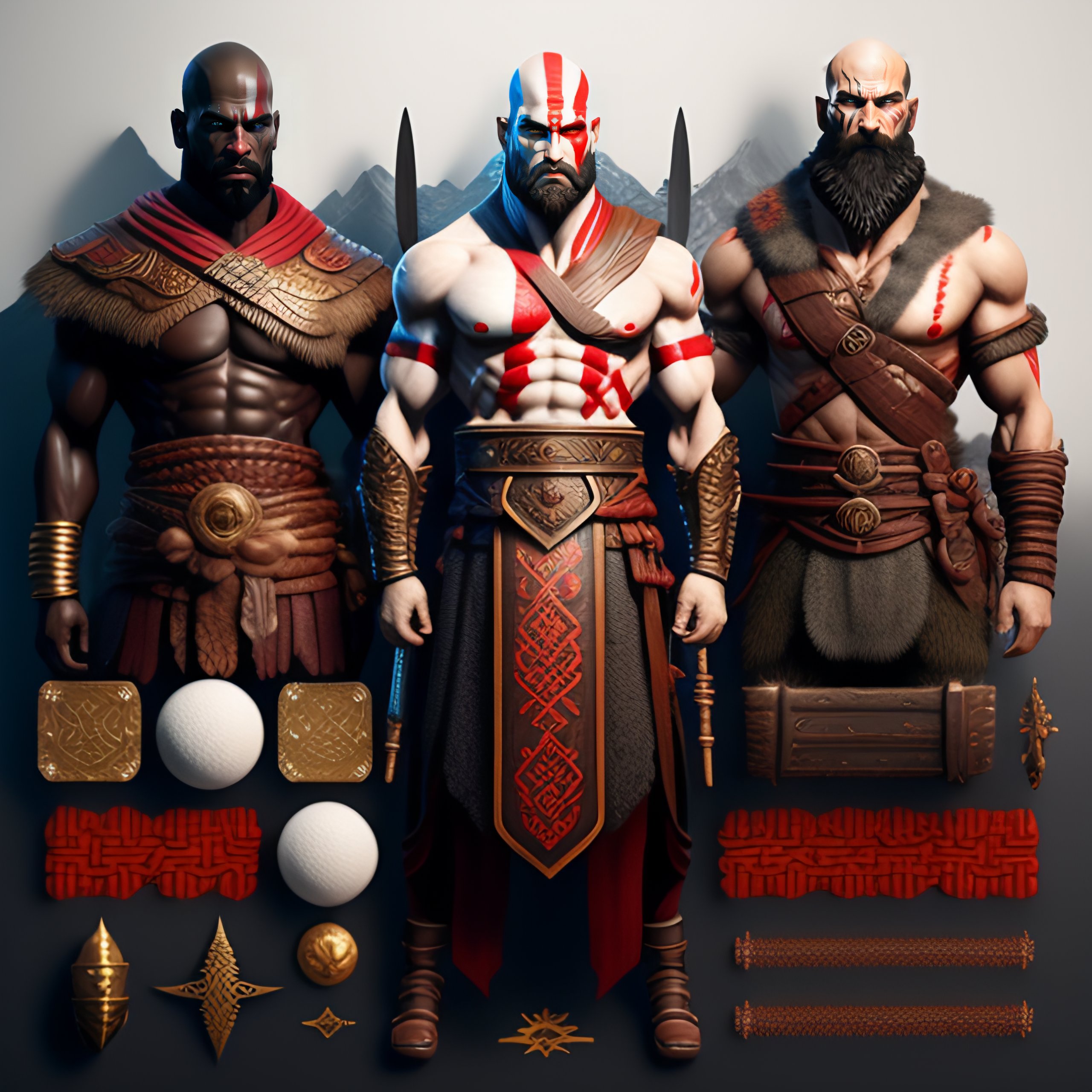 Lexica God Of War Characters Knolling Knolling Layout Deconstruction Highly  Detailedsexiezpix Web Porn