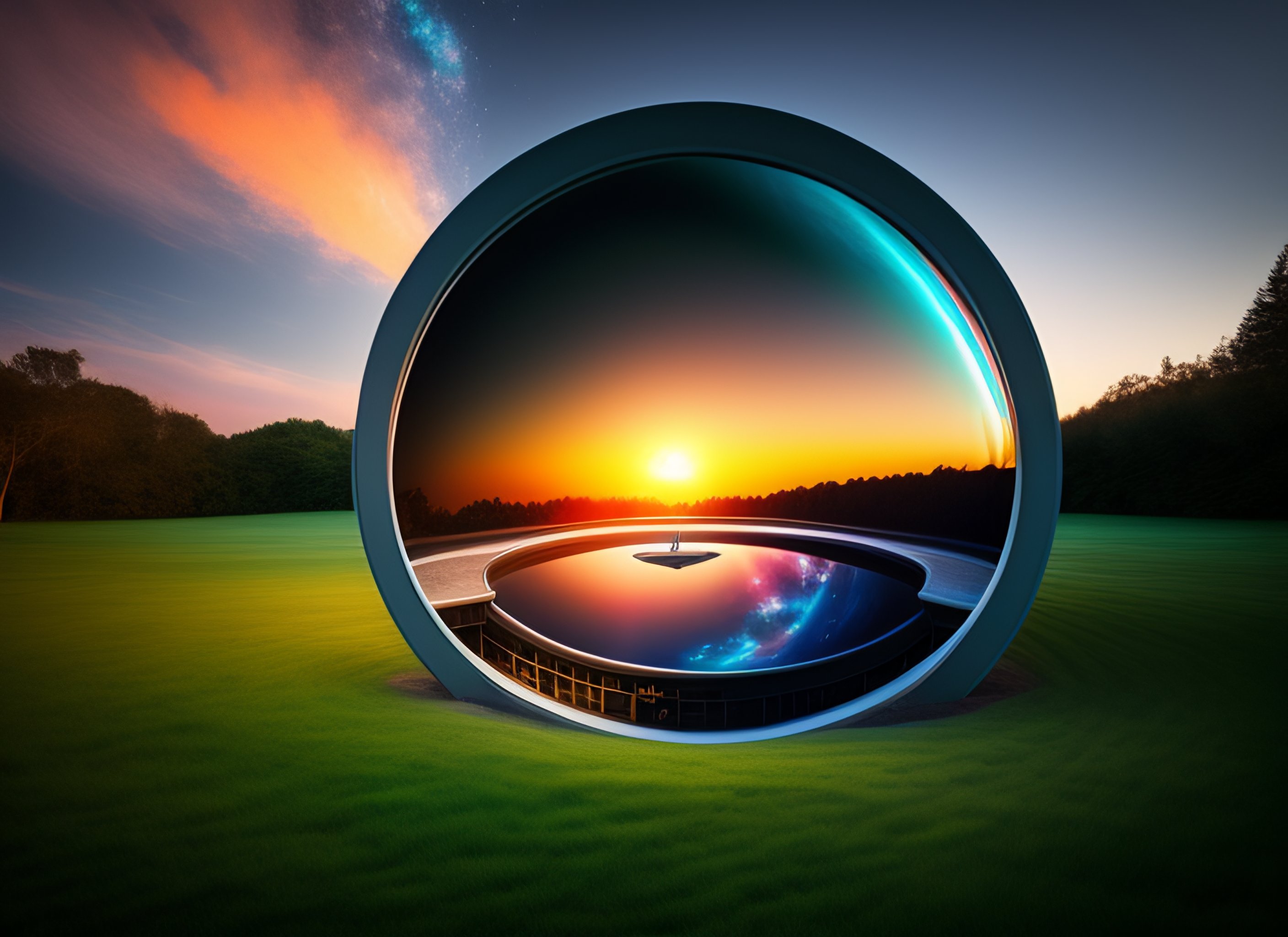 Lexica - Cinematic singularity bridge to another dimension, through a  spherical wormhole portal in the back yard