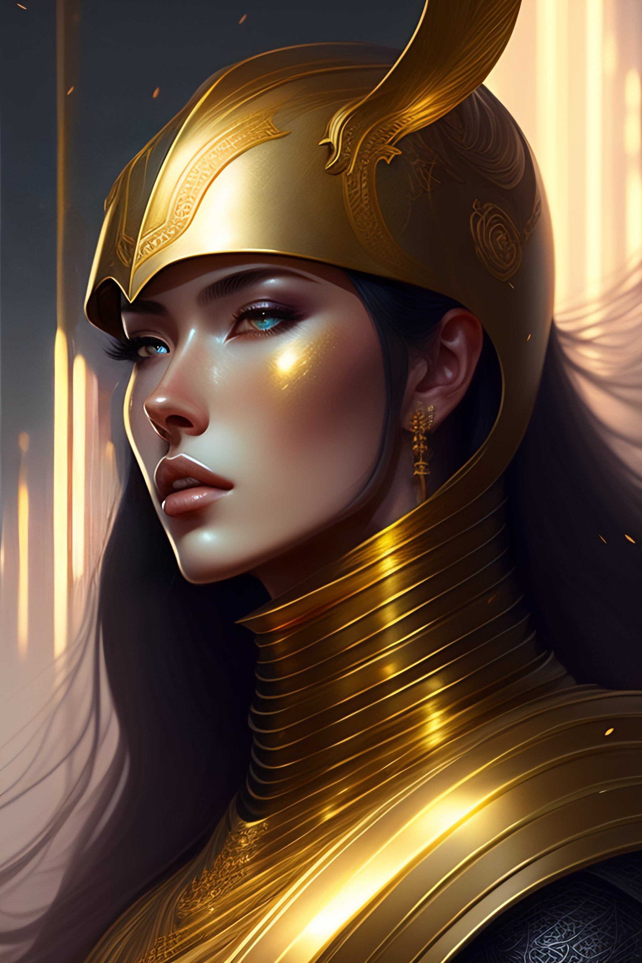 Lexica Portrait Of A Knight Golden And Copper Shining Armor In The Void Skinny Fantasy