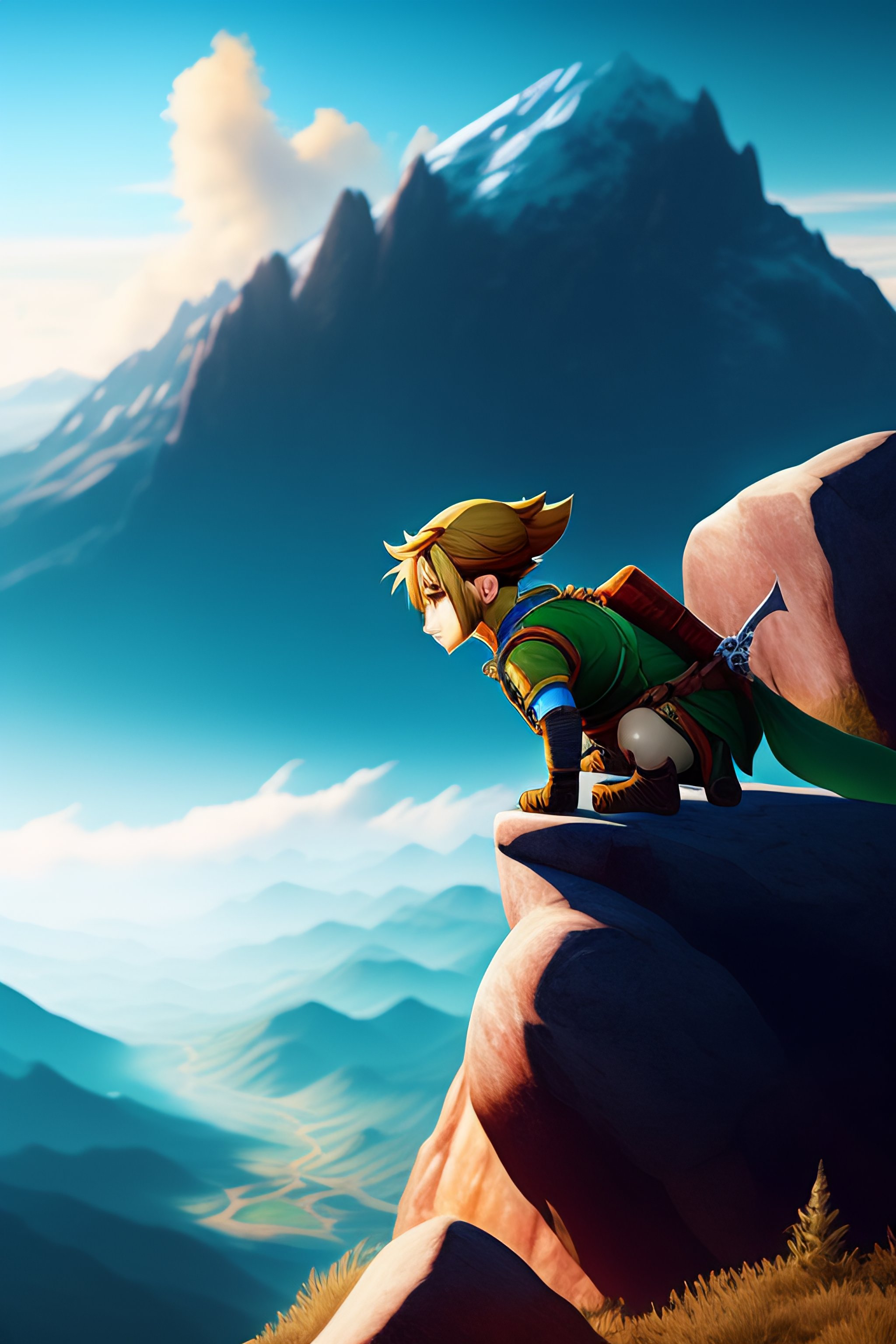 Lexica - Link on top of a mountain admiring the sky