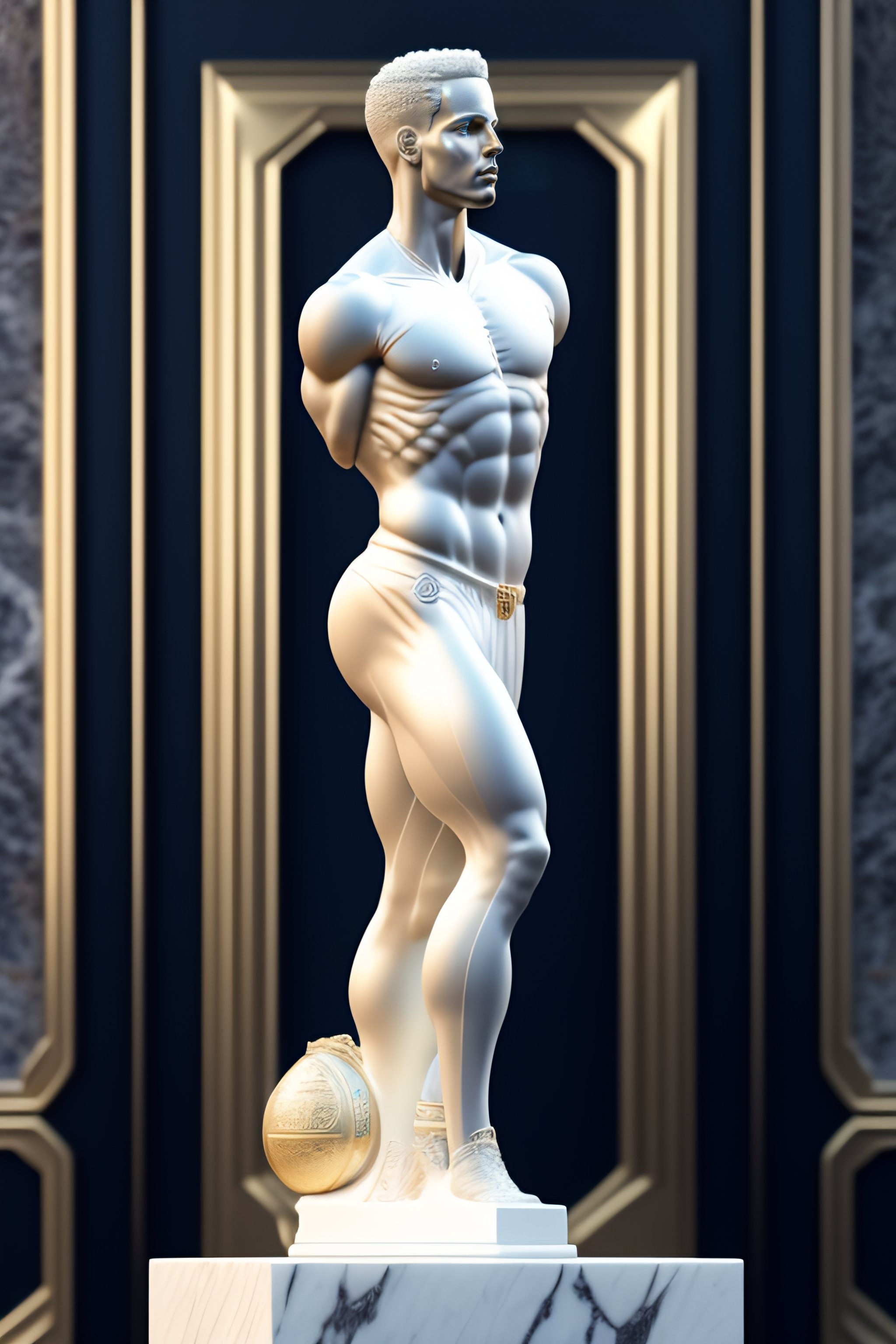 Lexica - A statue made of white marble with gold veins, of steph curry ...