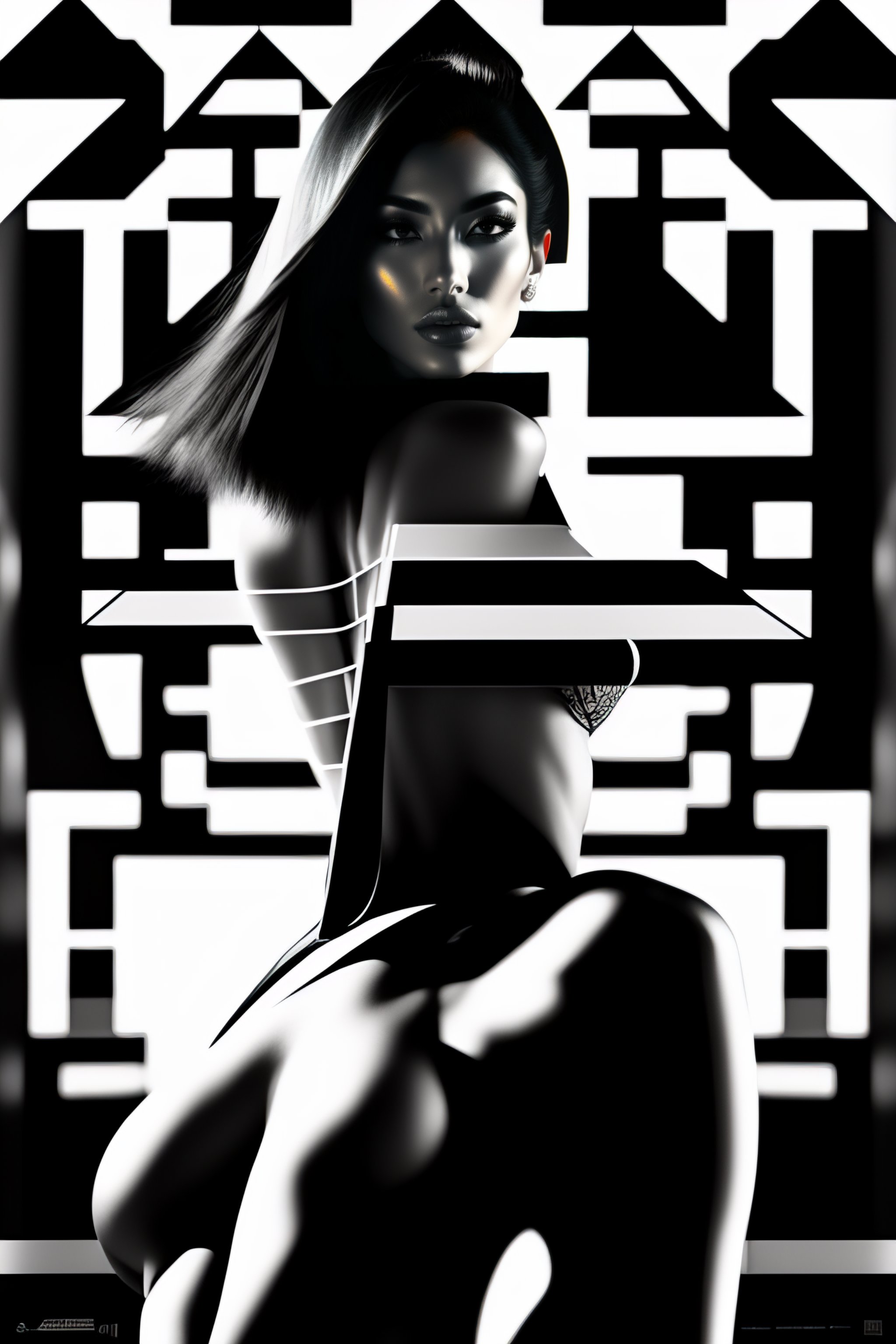 Lexica - Op art, hyper- Latina body girl in pharaonic posture, female model  in the streets of India, collage, goldblocks, brutalism, Arabic calligr