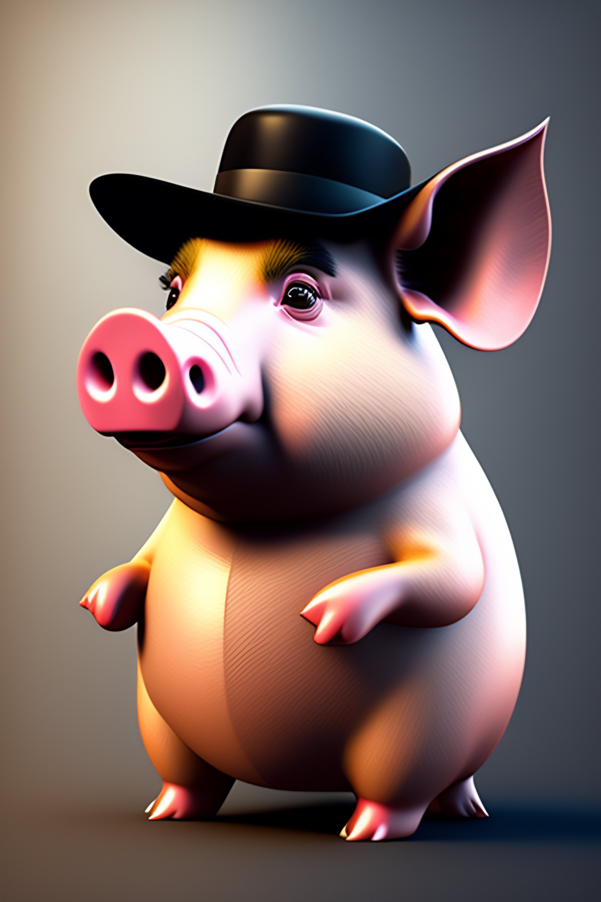 Lexica Create a drawing of a pig character cgi, gangster, with hat