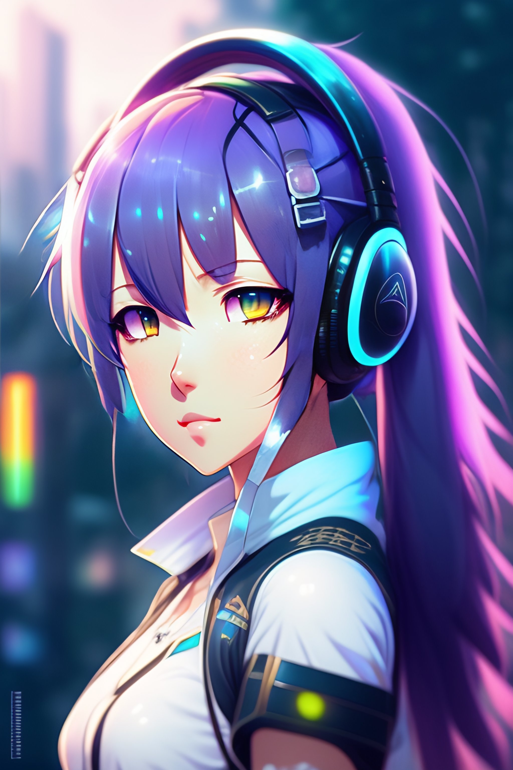 Lexica - Anime cyberpunk hatsune miku, twin ponytail, headphone, with ...