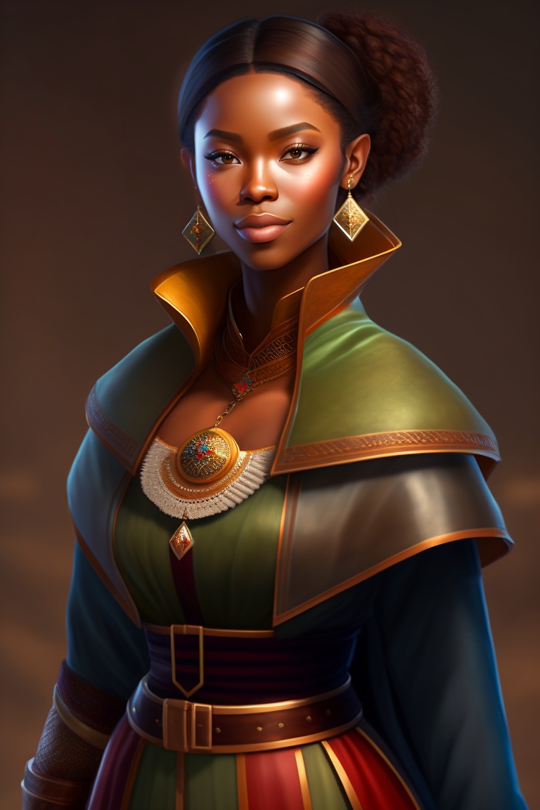 Lexica - Elf woman with brown skin, loose and short brown hair, in ...