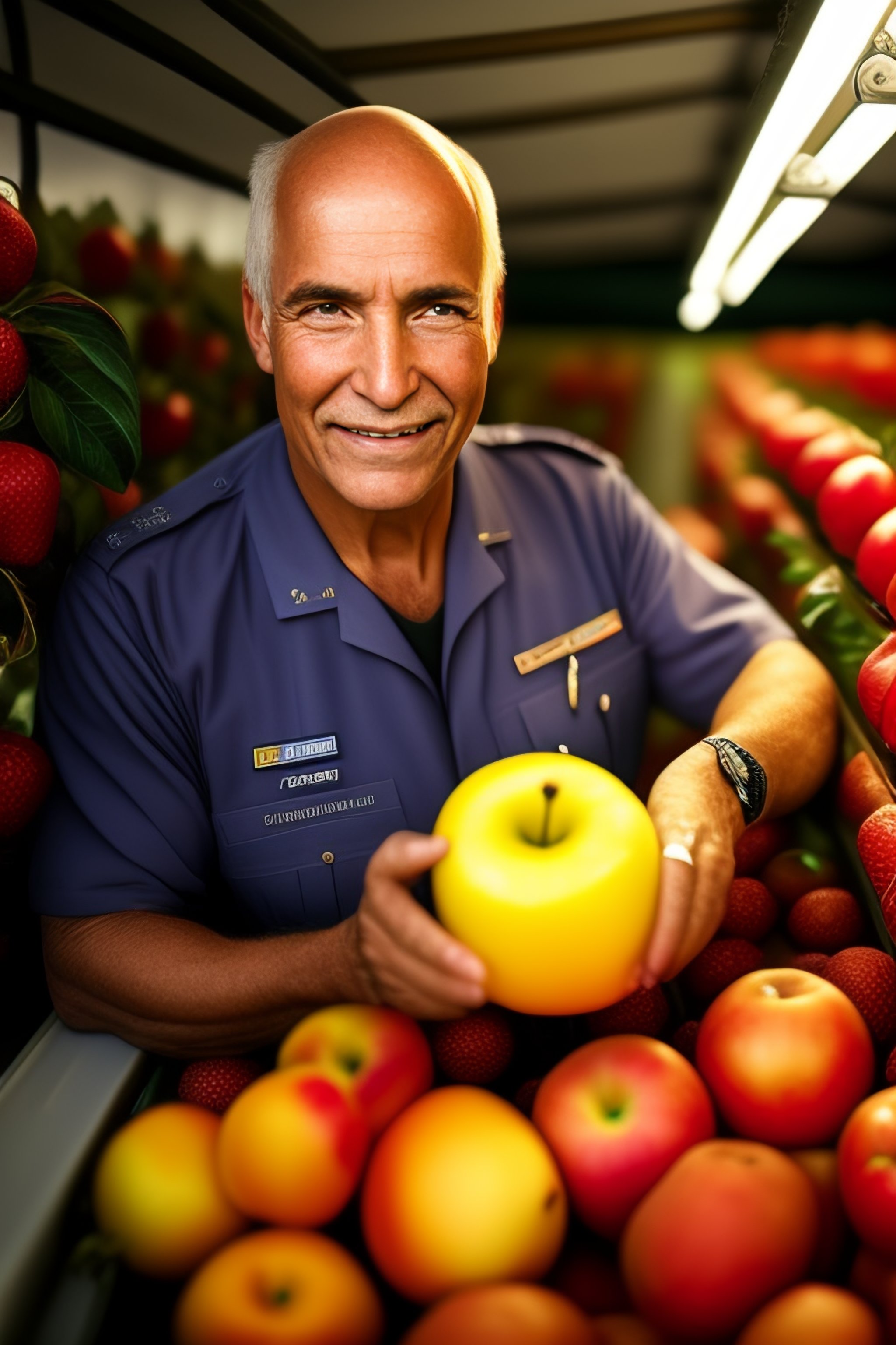 Lexica Seventyyearold, bald, fruit grower