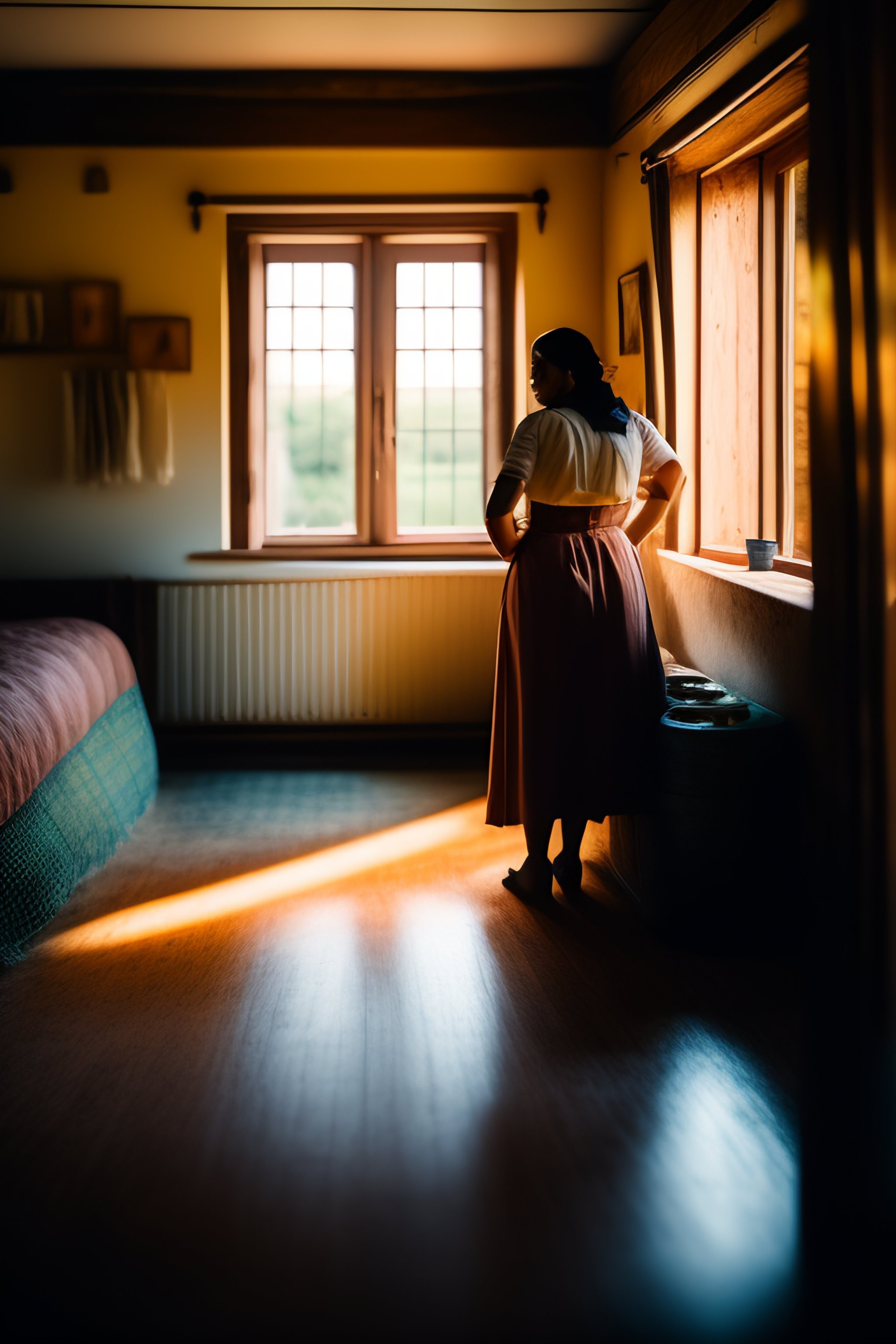 Lexica - Photography of a woman in a farmer's house