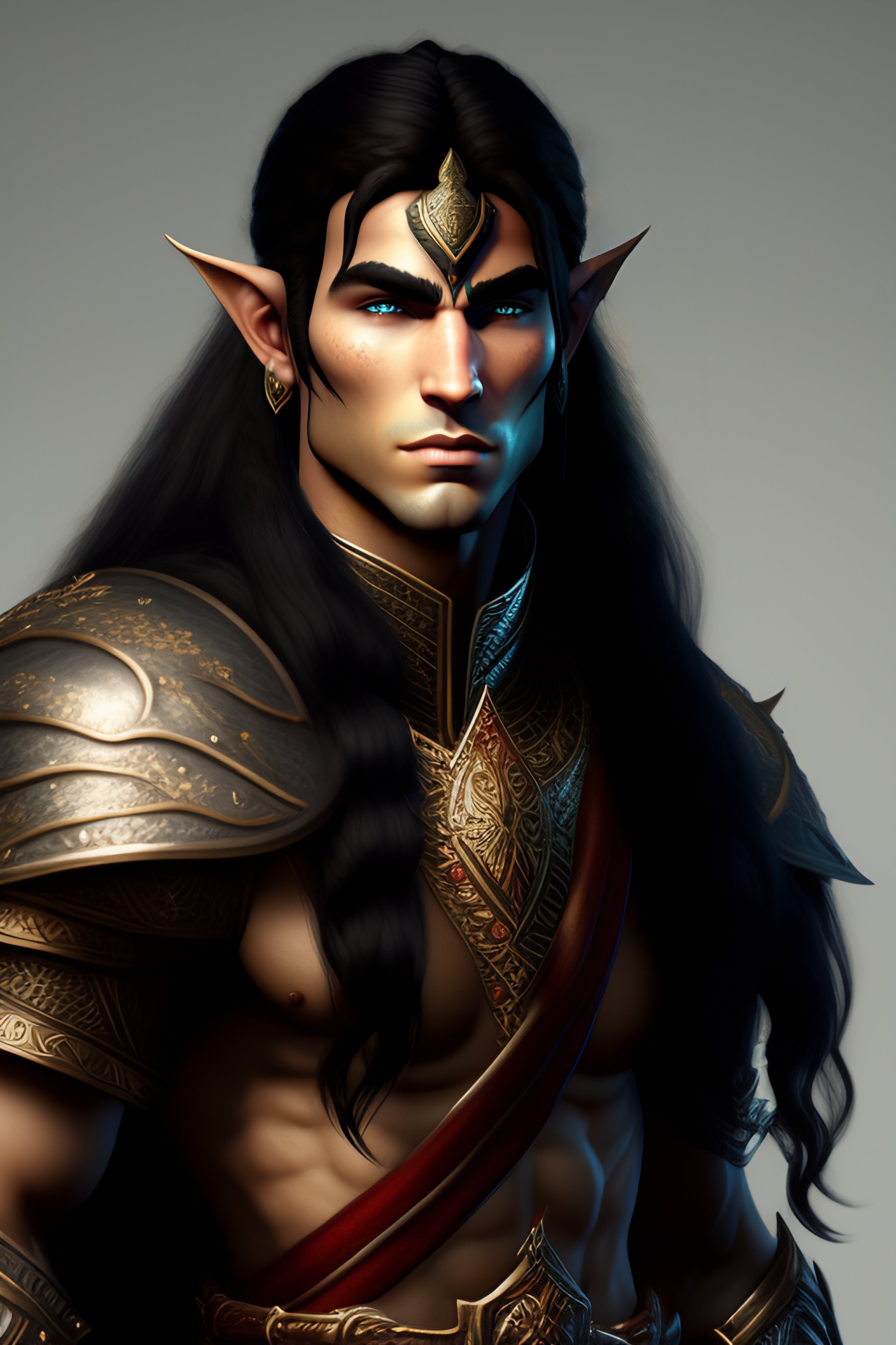 Lexica Male Elf Warrior With Black Hair Detailed Fantasy 1872