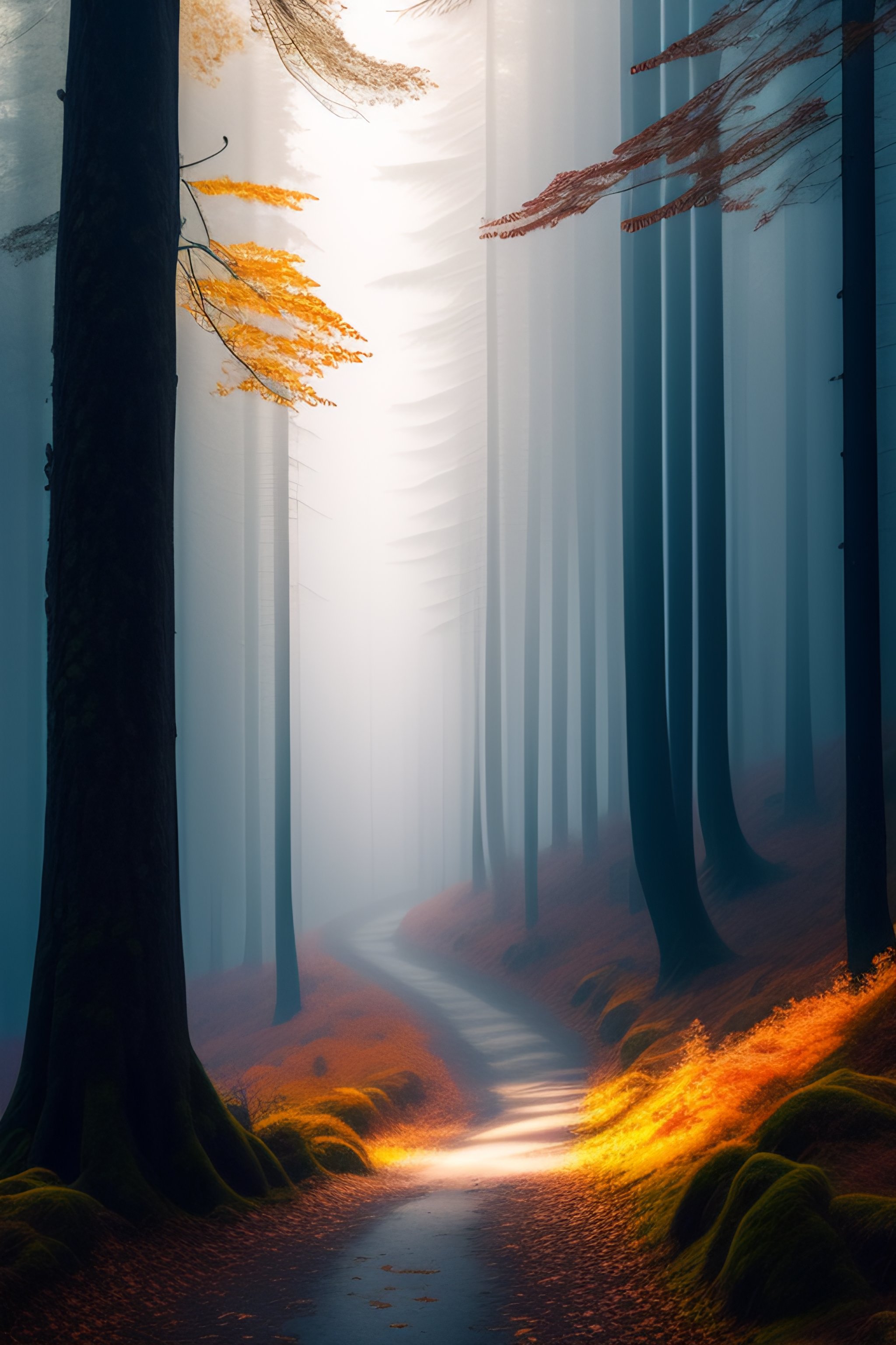 Lexica - Line art of autumn forest in fog