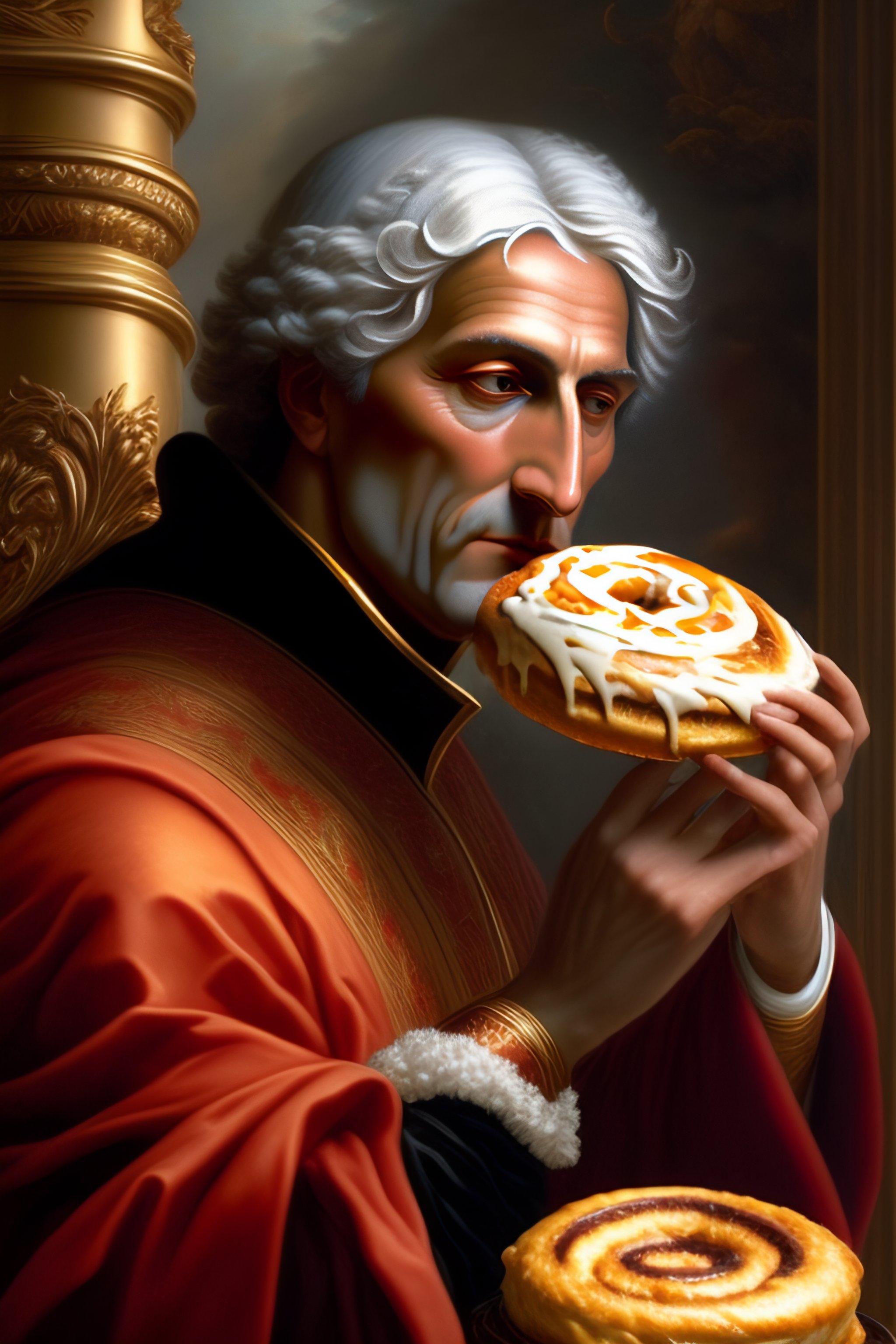 Lexica Dante Alighieri Eating A Cinnamon Roll