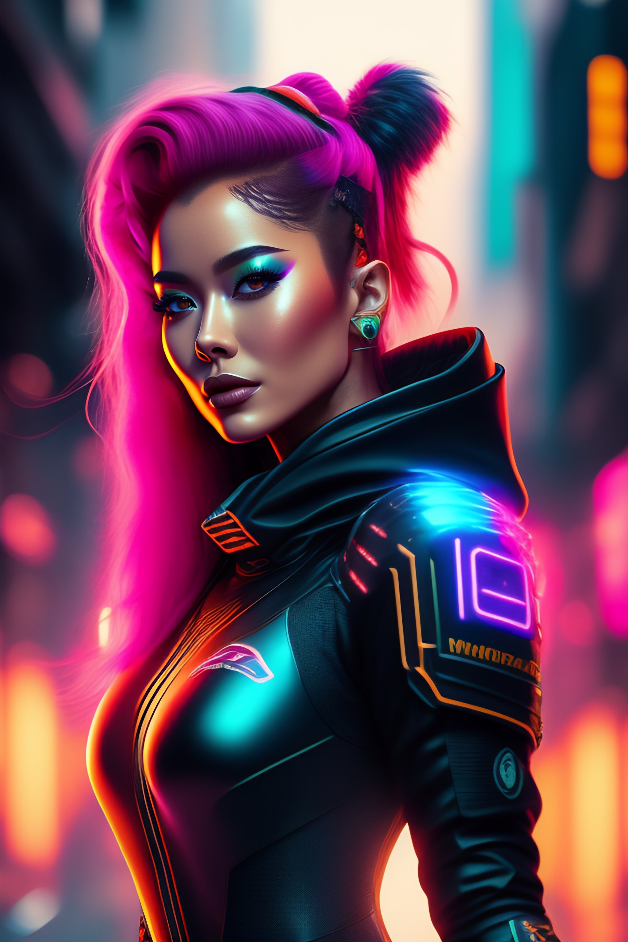 Lexica - Marina Ruy Barbosa as an cyberpunk wearing a neon armor ...