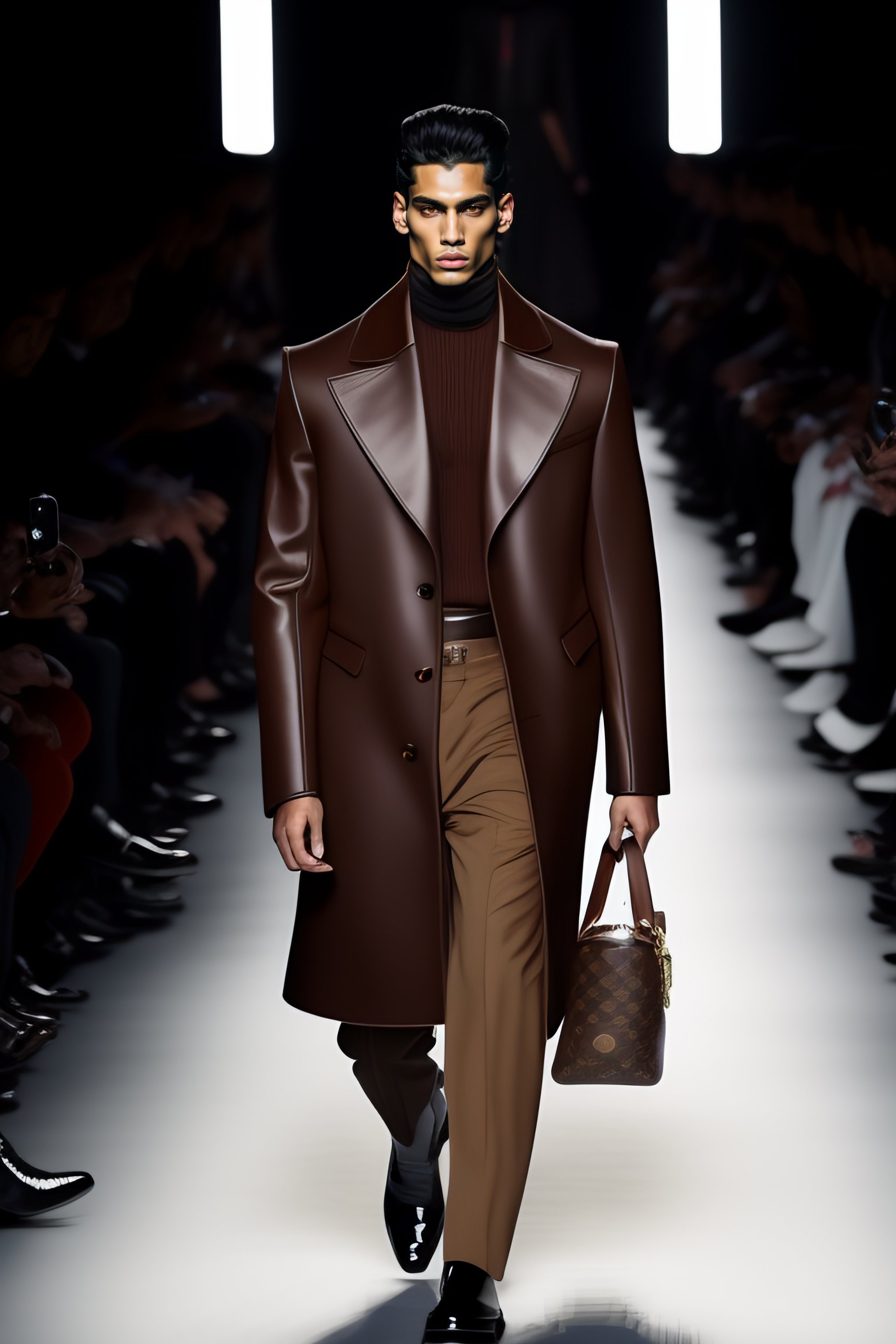 Lexica - Male model walking dow the catwalk, fashion, louis vuitton