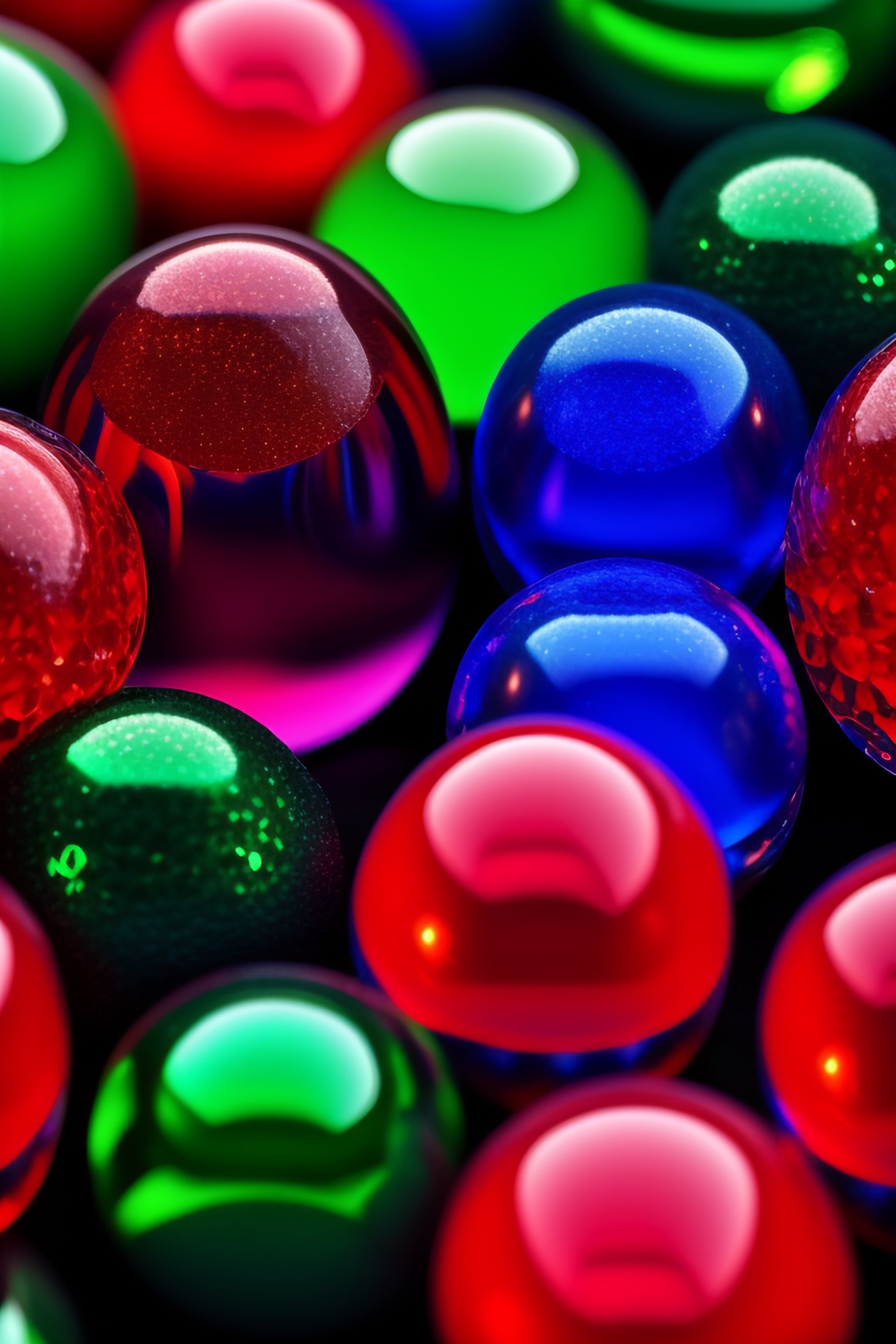 Lexica Red crystal, green crystal, blue crystal laying on ground