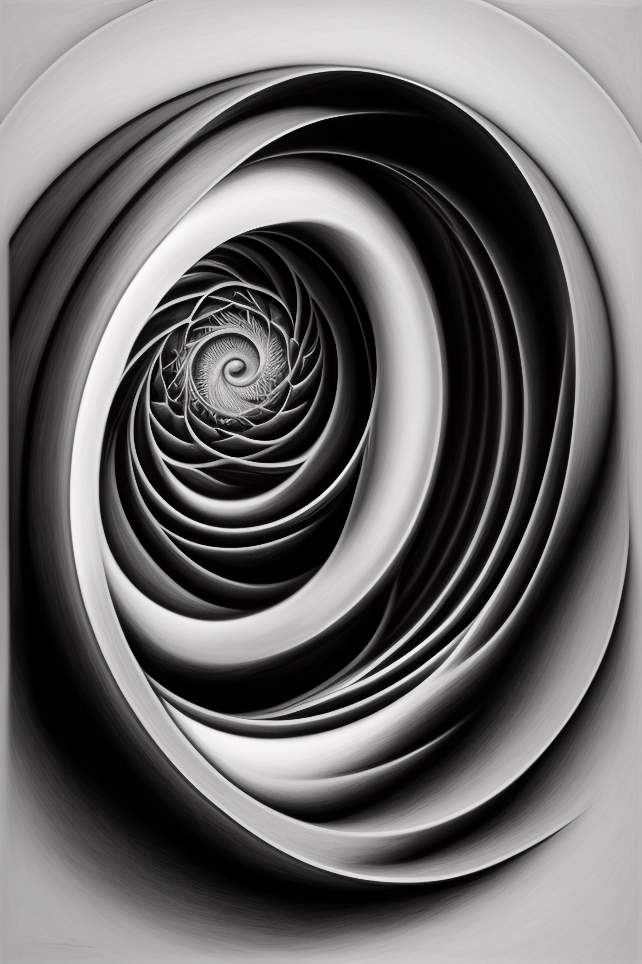 Lexica - Charcoal sketch of a Mobius in an escher room with fractals ...