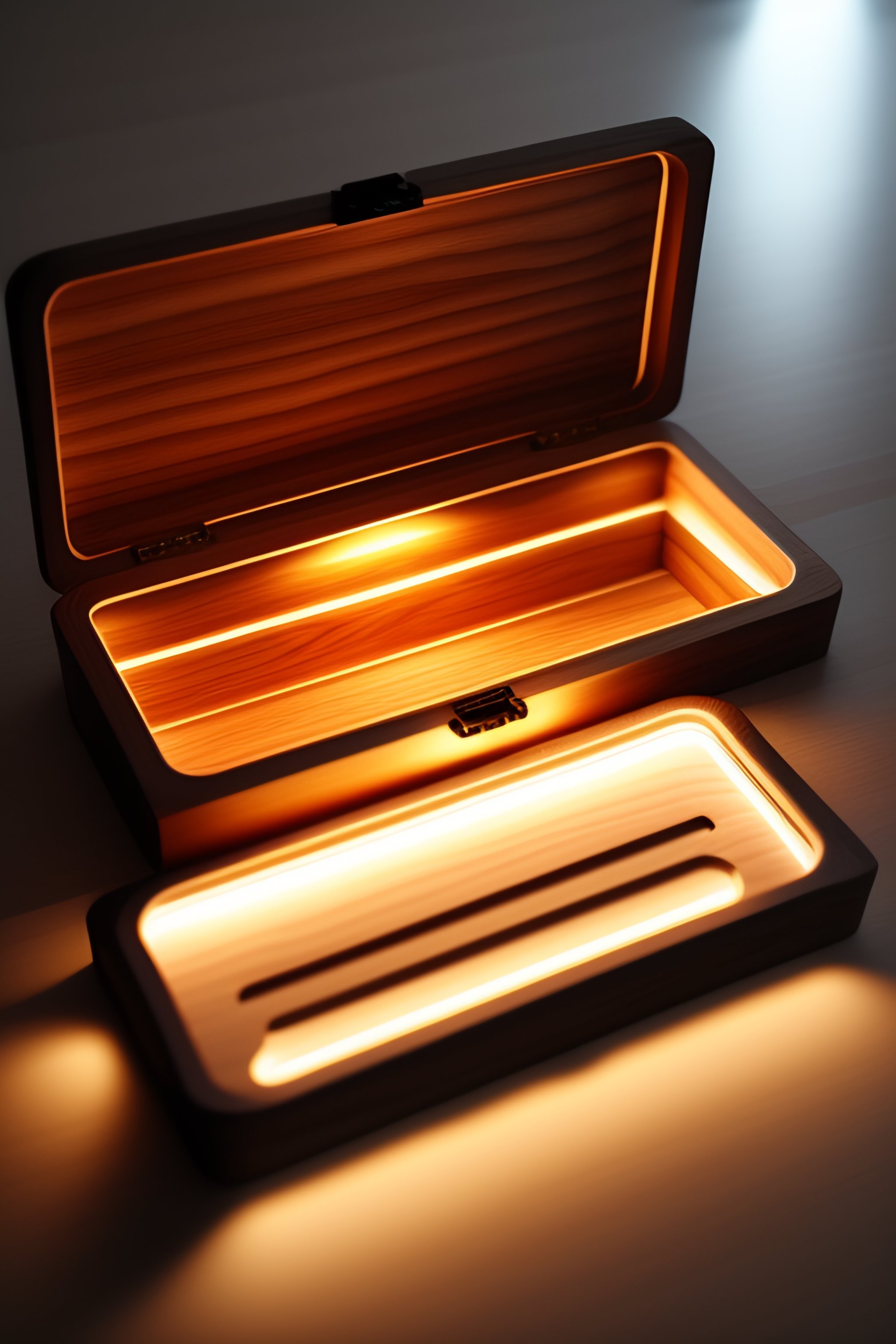 Lexica - Lasercut wood case box led MDF furniture