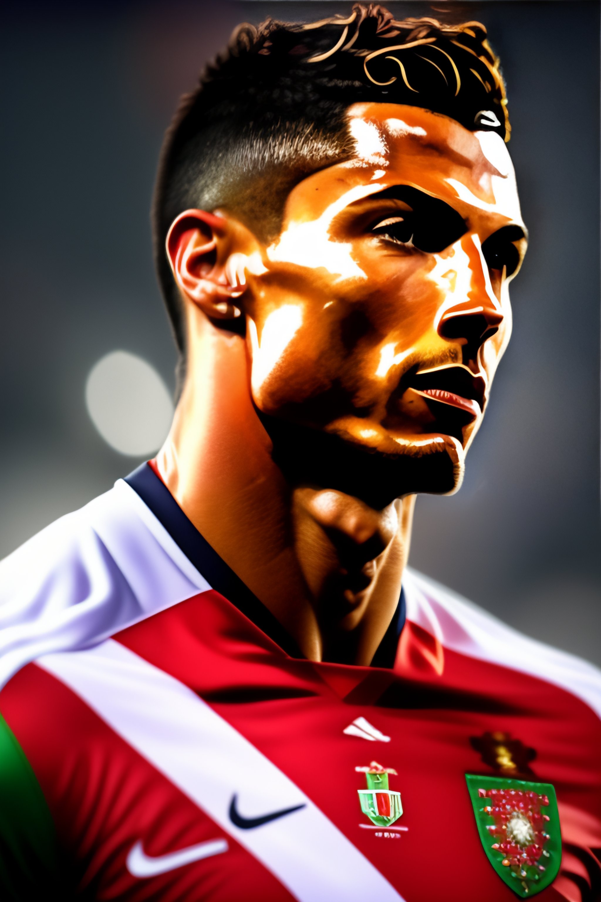 Lexica - Photorealistic portrait of Cristiano Ronaldo wearing Portugal ...