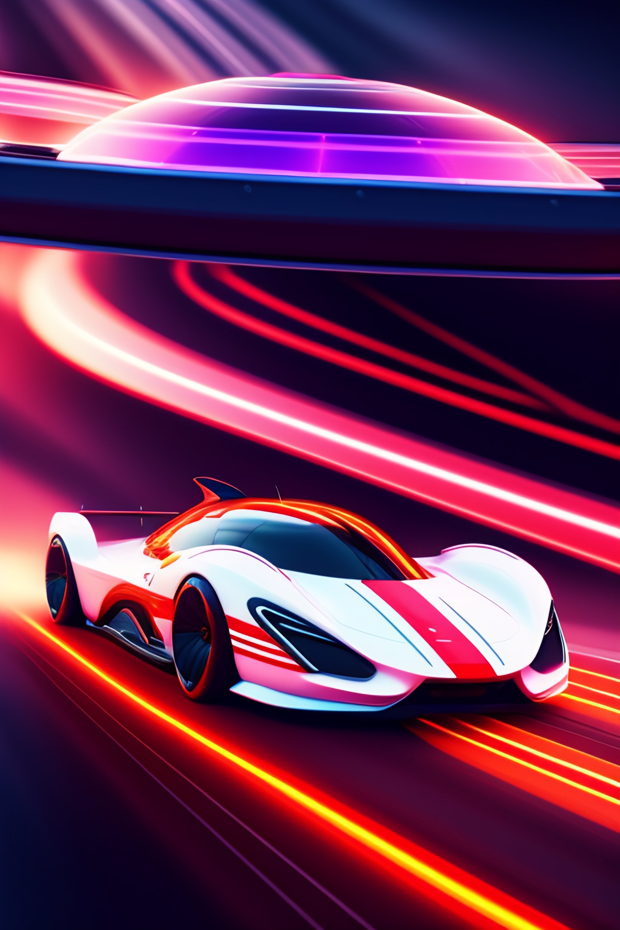 Lexica - Speed racer mach 6. white and red car. motionblur. zoom lines ...