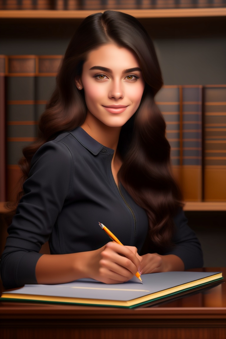 Lexica - 22 years old student girl, writing assignment, looking at camera