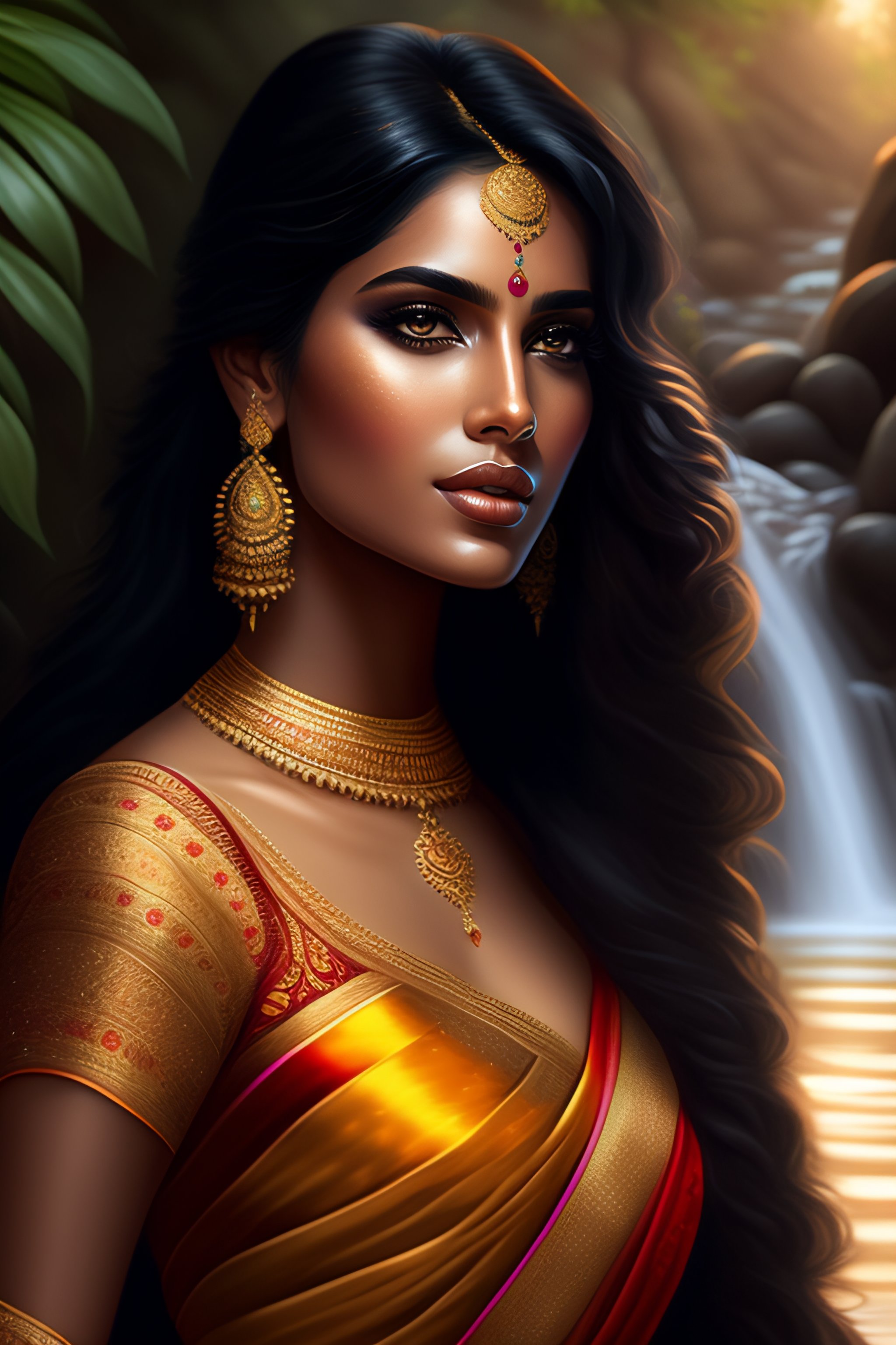 Lexica - Symmetry, full body portrait of gorgeous, Indian princess in ...