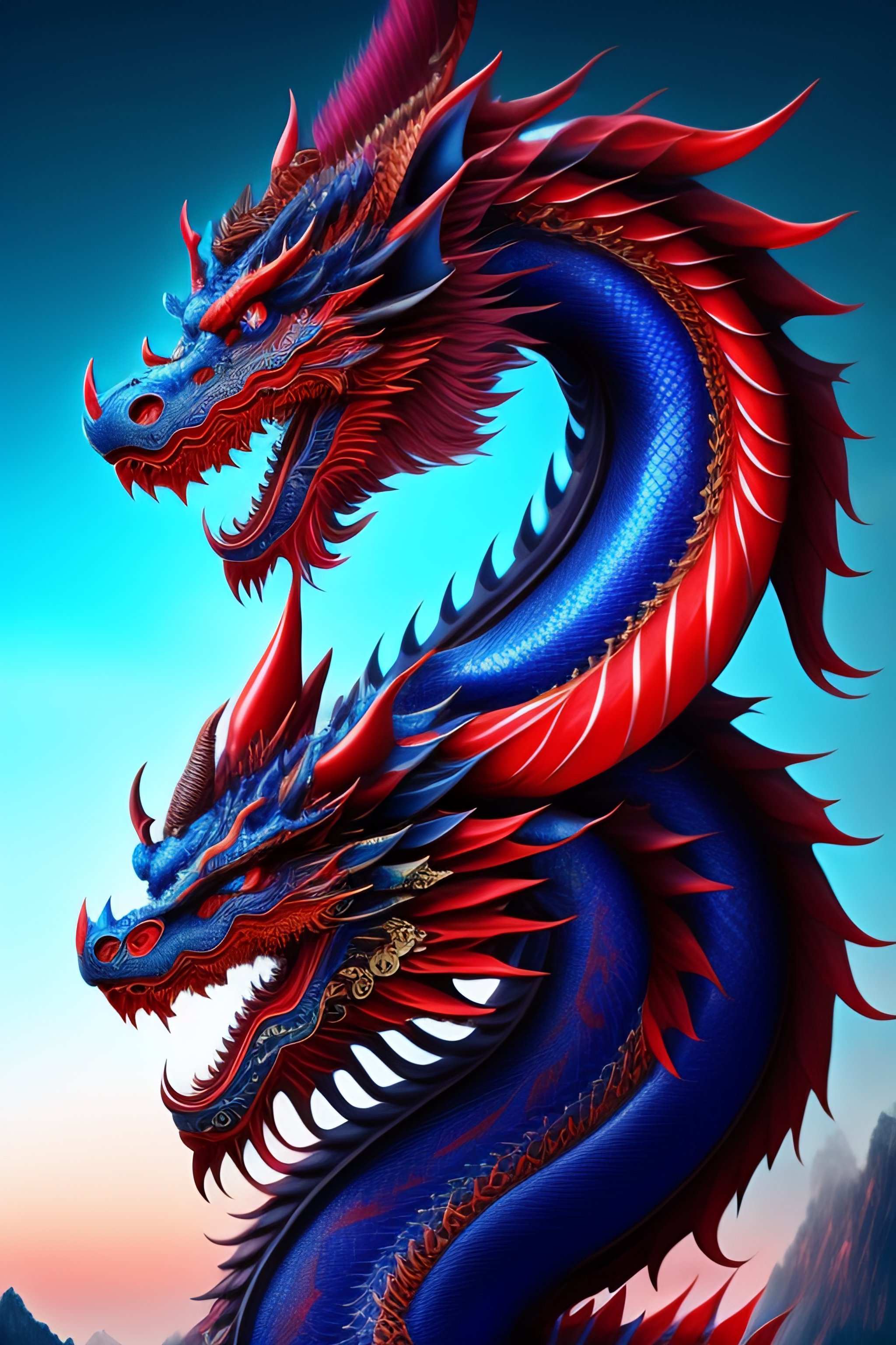 red and blue dragons