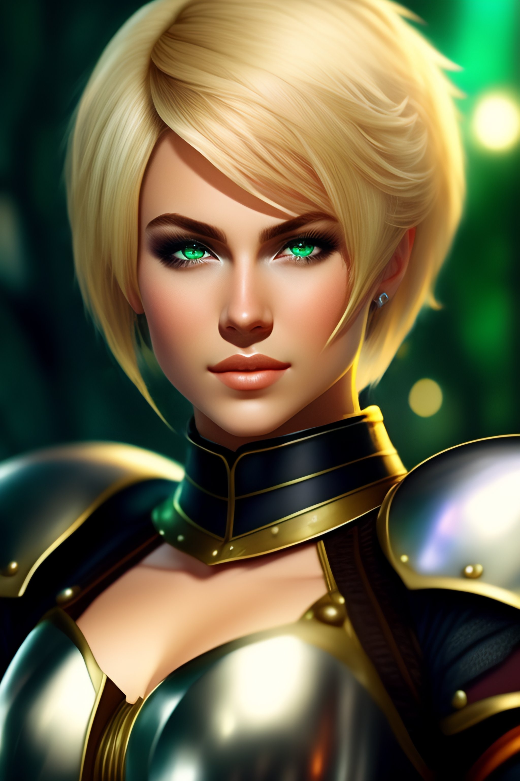 Lexica - Young adult female, leather armour. blonde hair, pixie cut ...