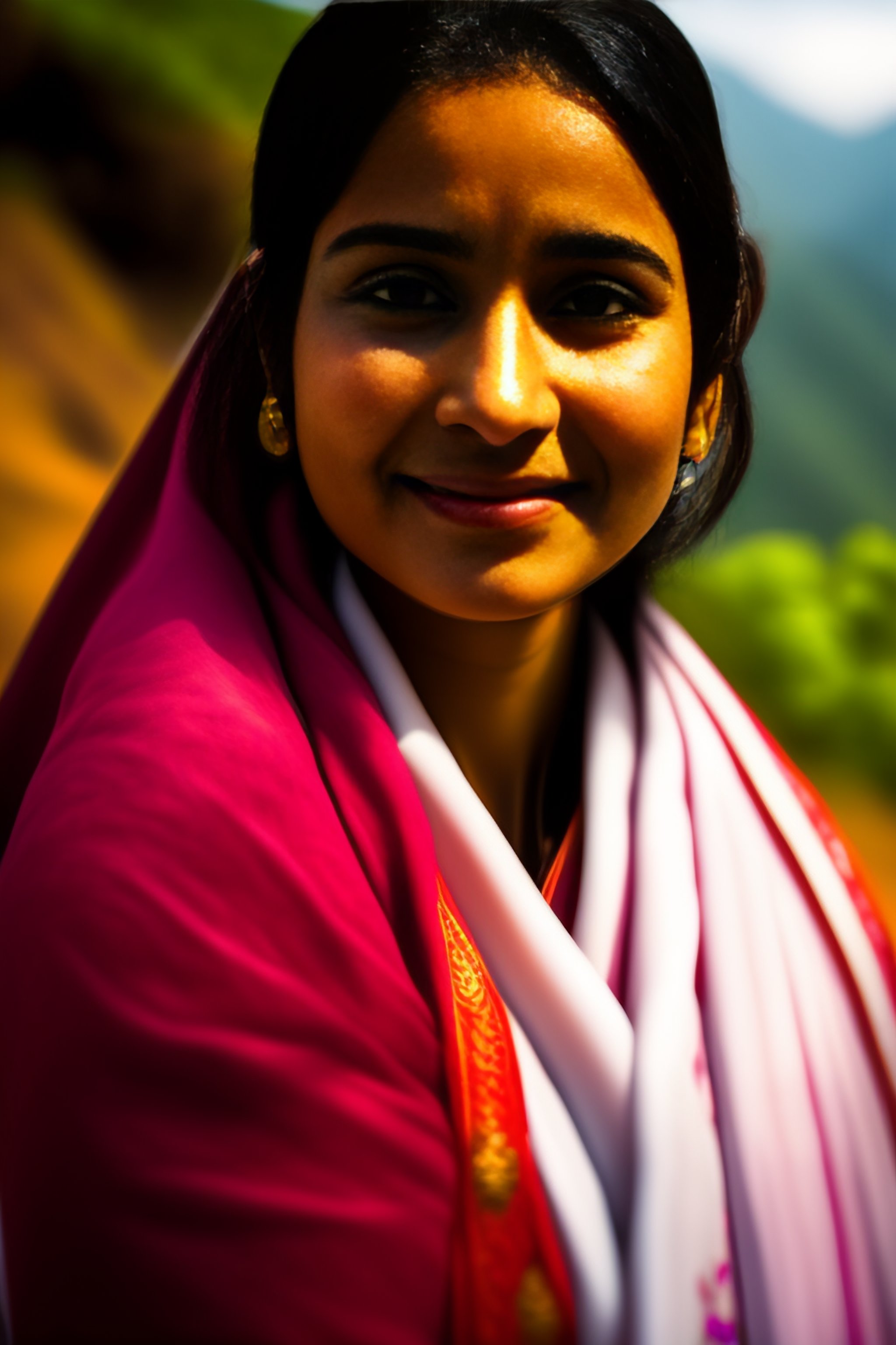 Lexica Potrait of girl Namaskar in nepali attire octane hill