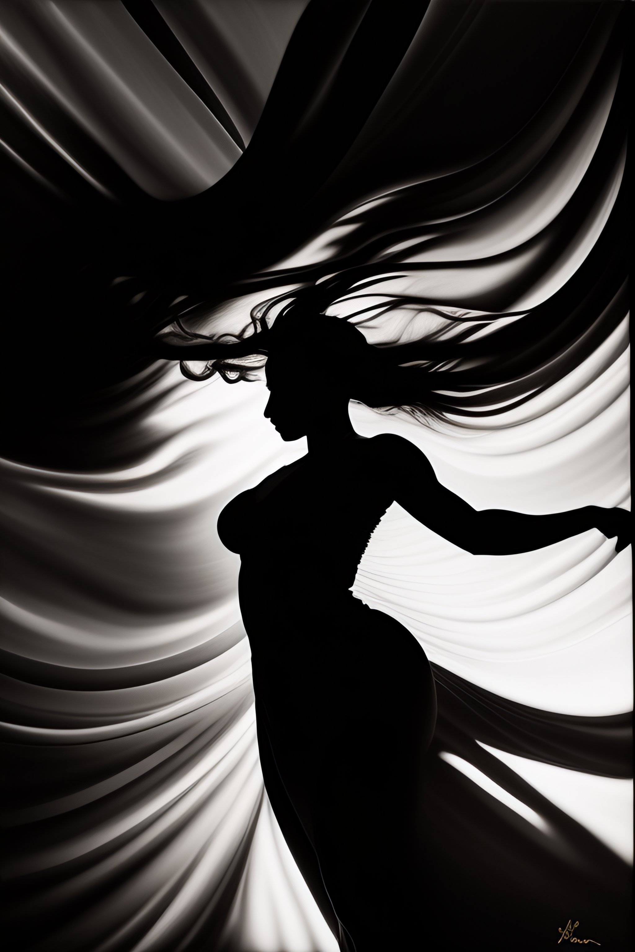 Lexica - Female Dancer In Movement With Face In Shadow, Latin Dance 