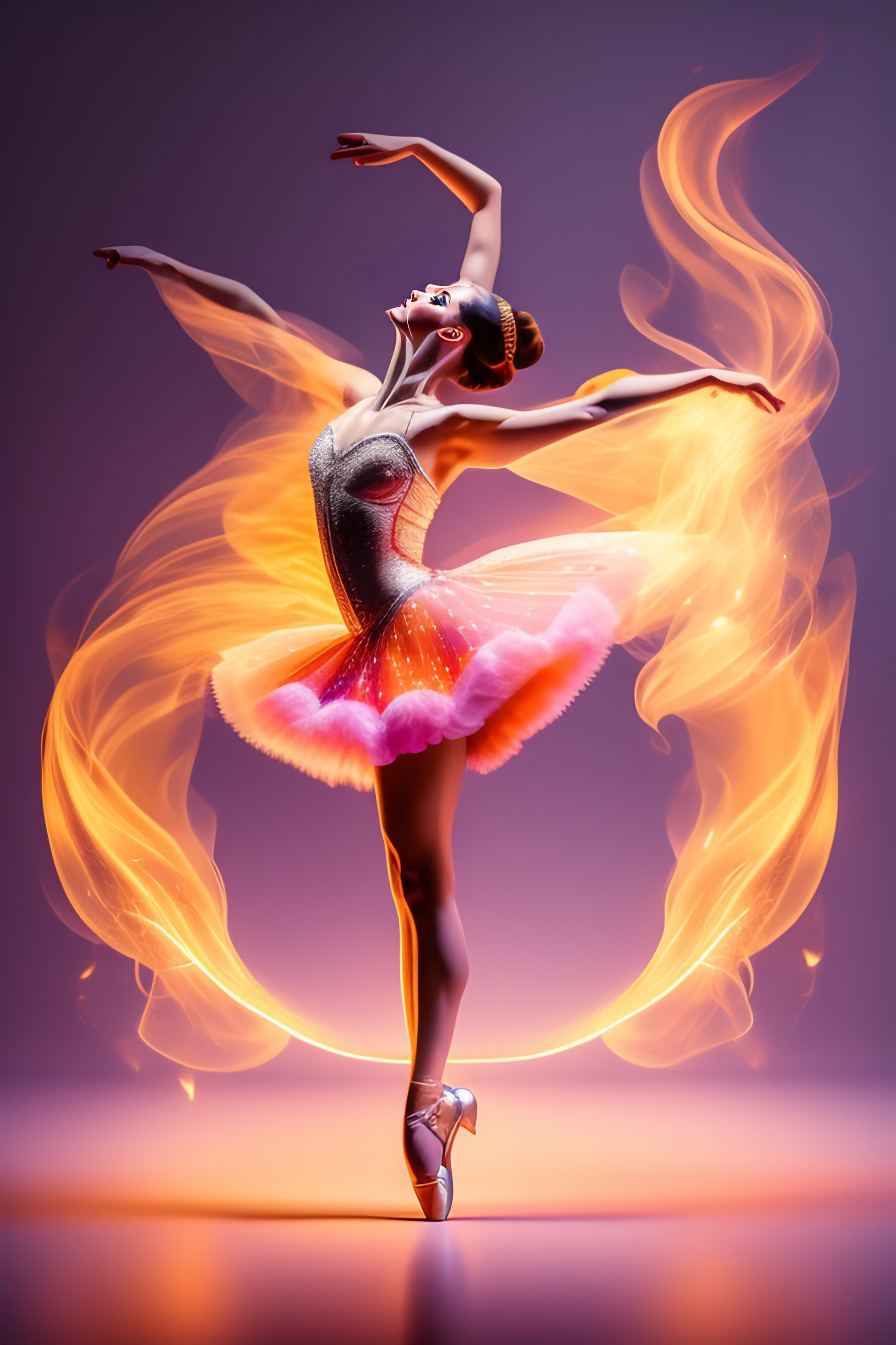 Lexica - Ballerina Doing A Pirouette, Flames And Sparks Coming From Her ...