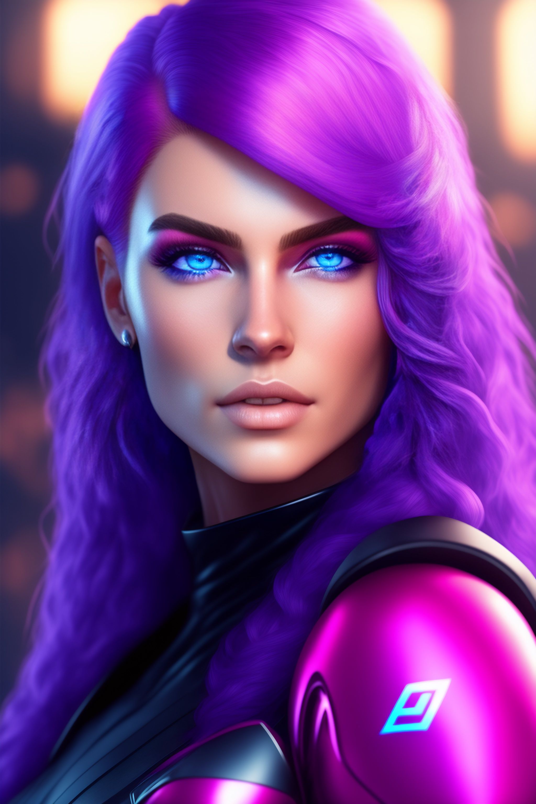 Lexica - Ultra realistic ninja girl, pink hair, blue eyes, futuristic ...