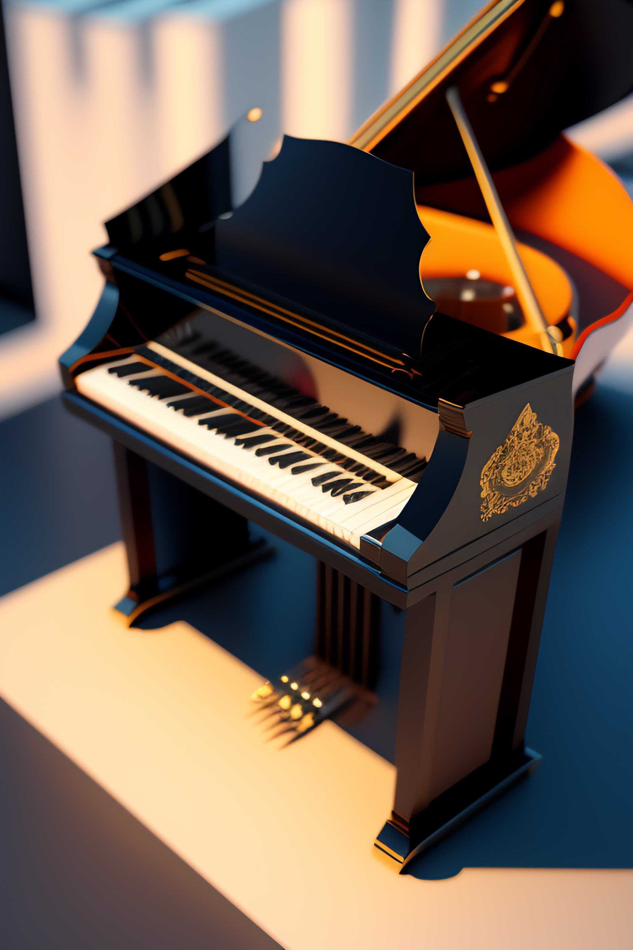 Lexica Lefthanded piano synthesizer, only keyboard, 3d isometric rendering, ambient occlusion